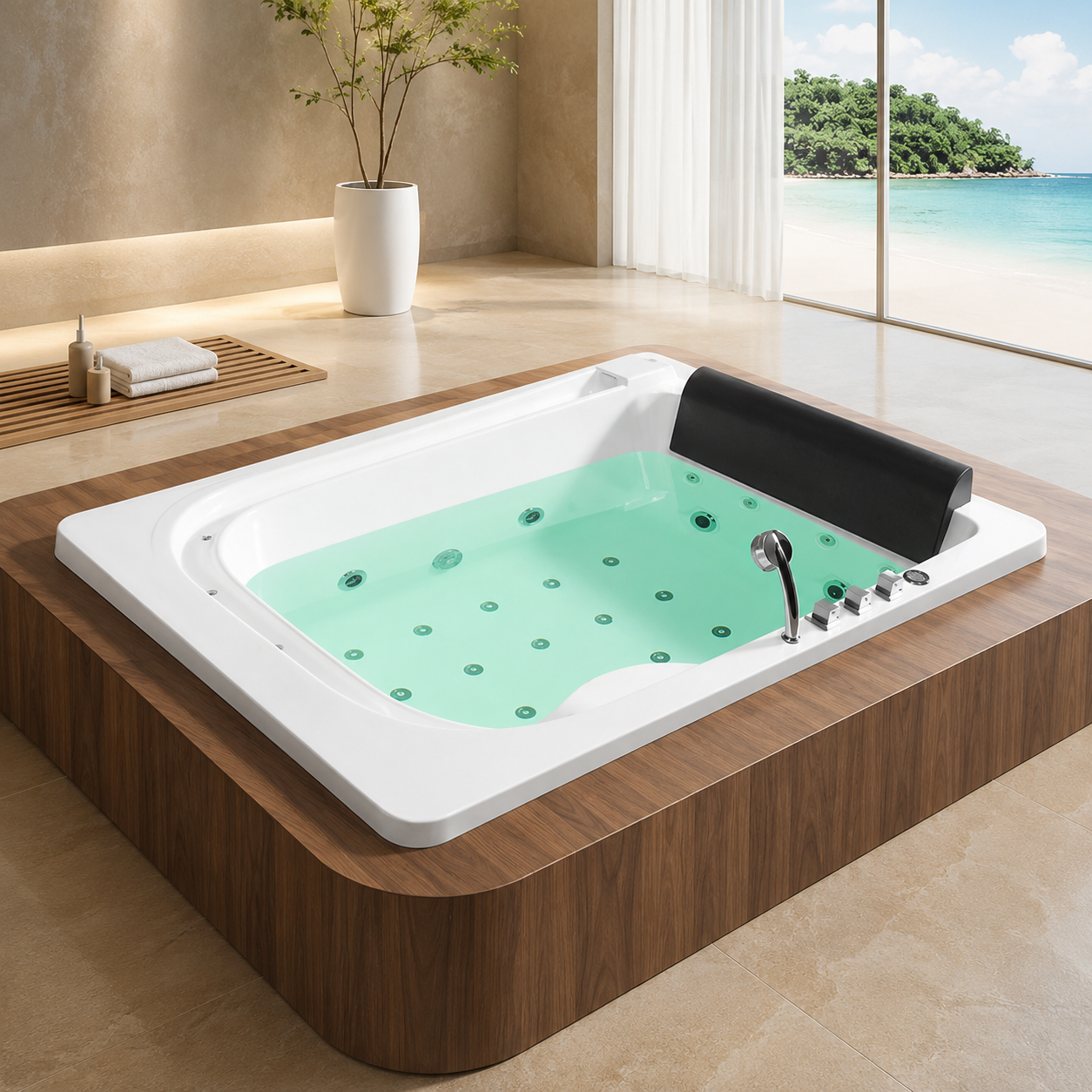 2 People Spa Acrylic Freestanding Massage Hotel Bathroom Bathtub Indoor Hot Tub