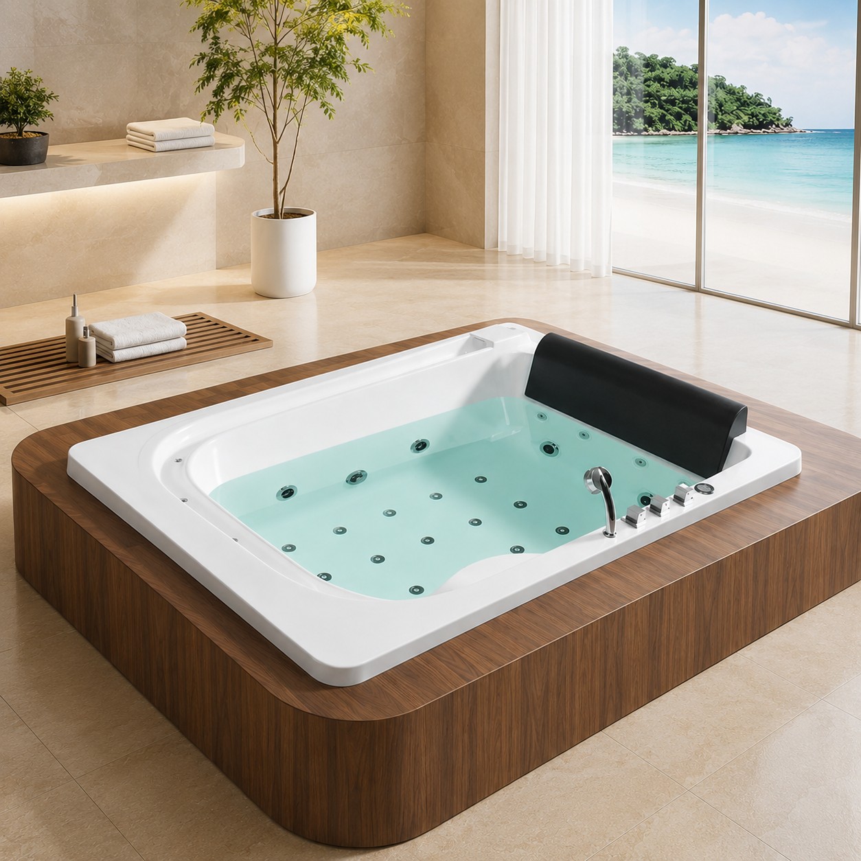 2 People Spa Acrylic Freestanding Massage Hotel Bathroom Bathtub Indoor Hot Tub view 02