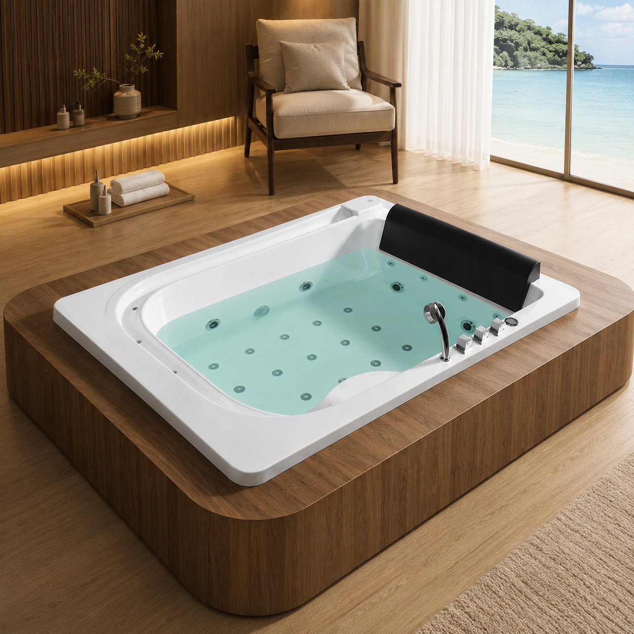 2 People Spa Acrylic Freestanding Massage Hotel Bathroom Bathtub Indoor Hot Tub view 04