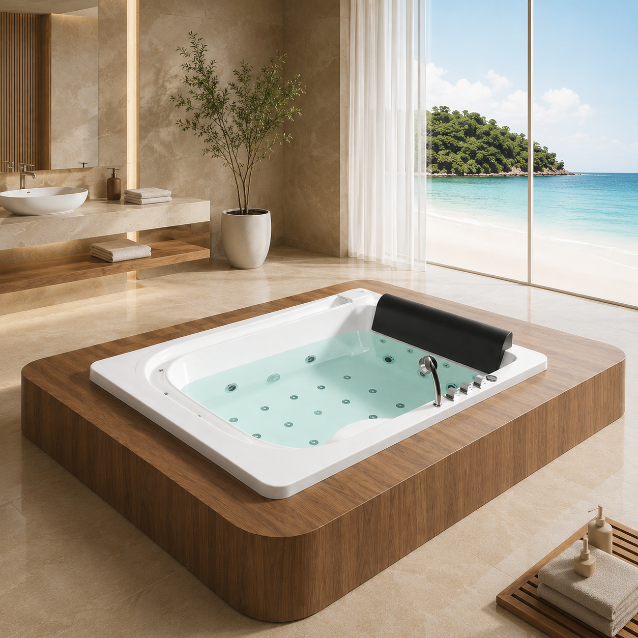 2 People Spa Acrylic Freestanding Massage Hotel Bathroom Bathtub Indoor Hot Tub view 06