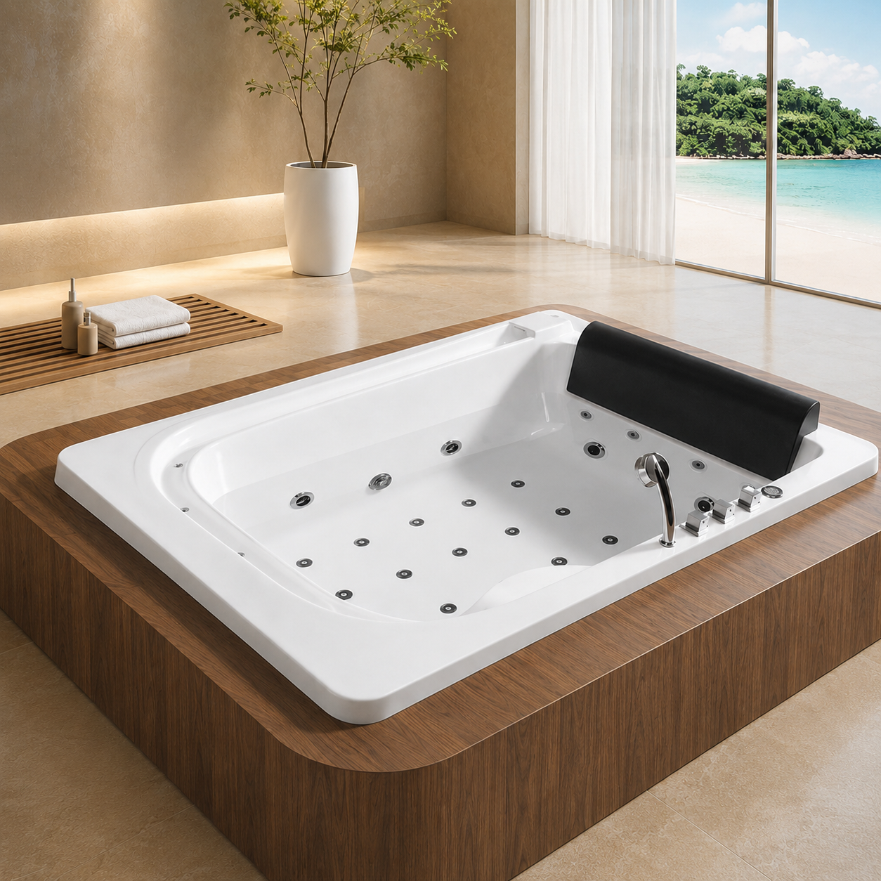 2 People Spa Acrylic Freestanding Massage Hotel Bathroom Bathtub Indoor Hot Tub view 07