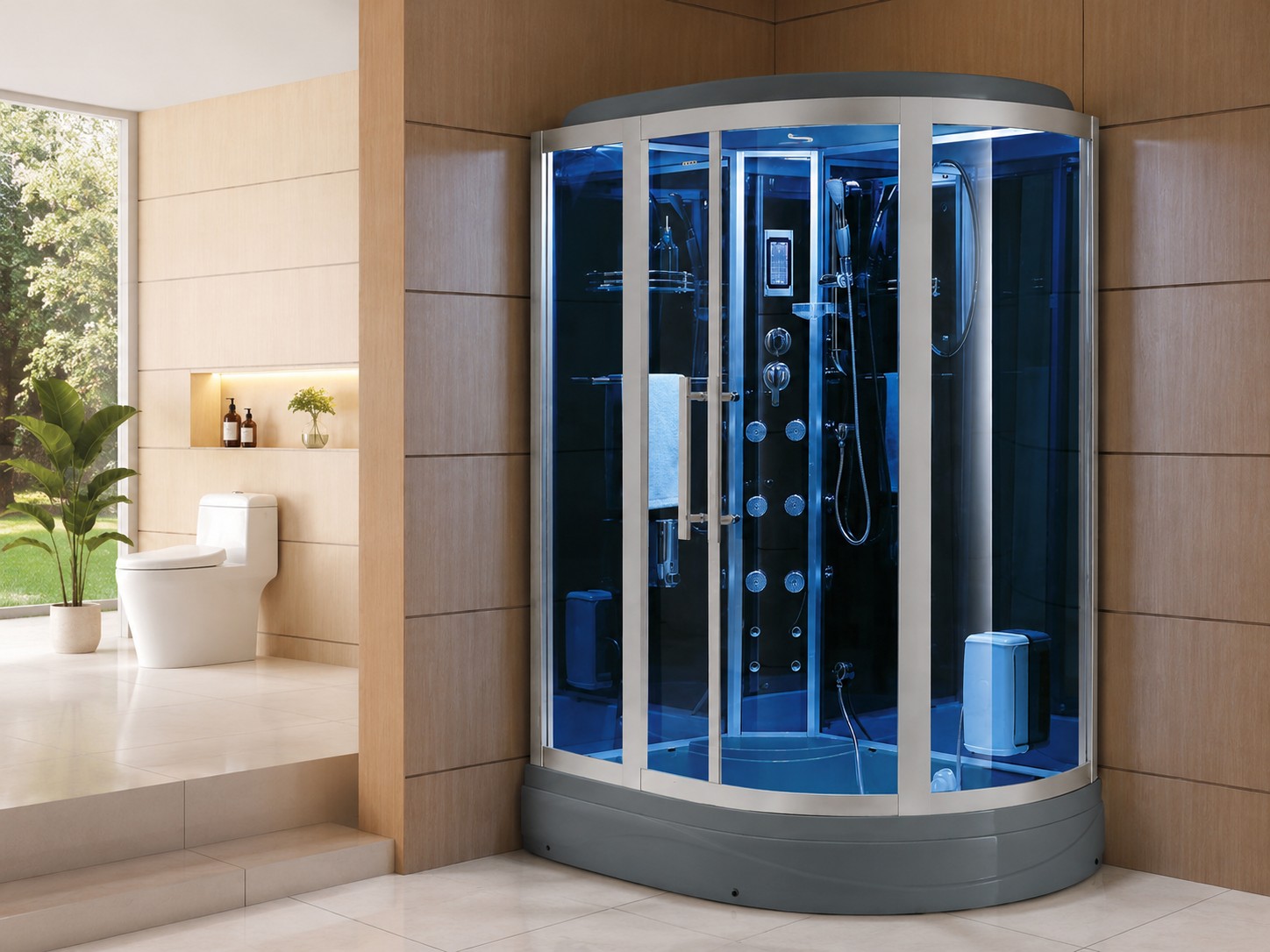 2 Person Wet Sauna Steam Room With Shower Function
