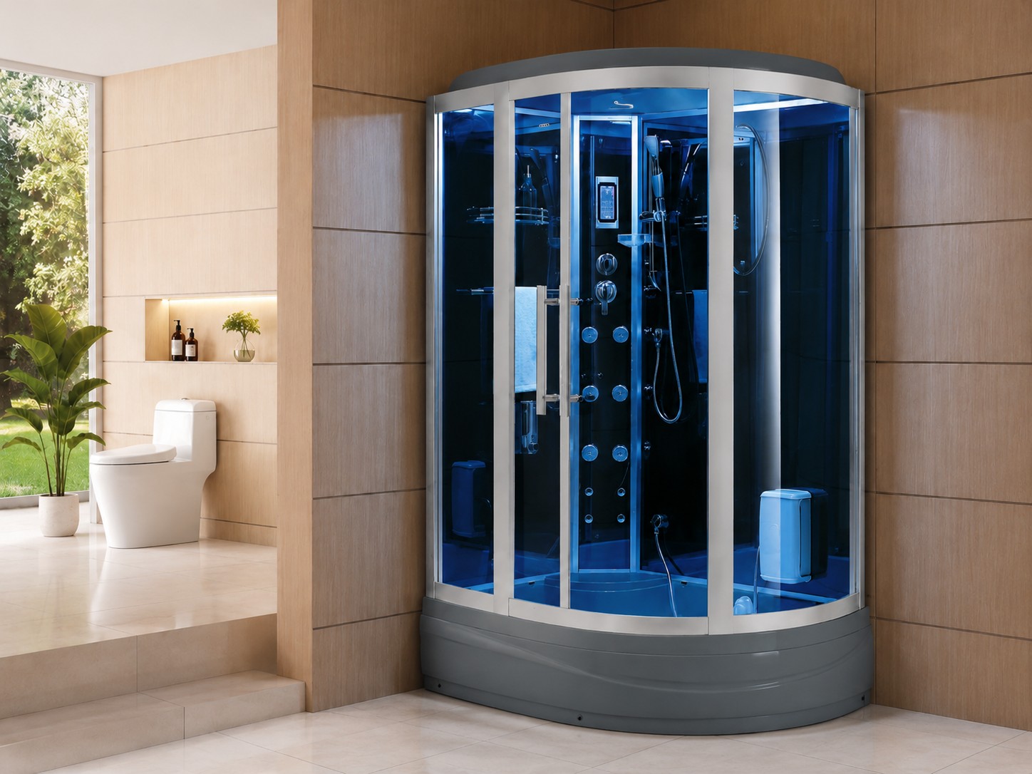 2 Person Wet Sauna Steam Room With Shower Function view 02