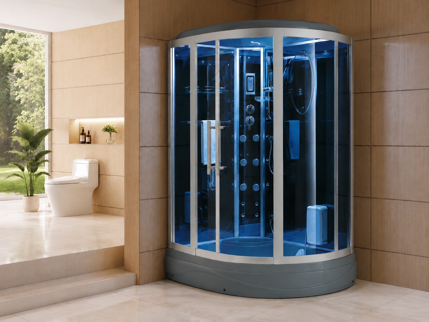 2 Person Wet Sauna Steam Room With Shower Function view 03