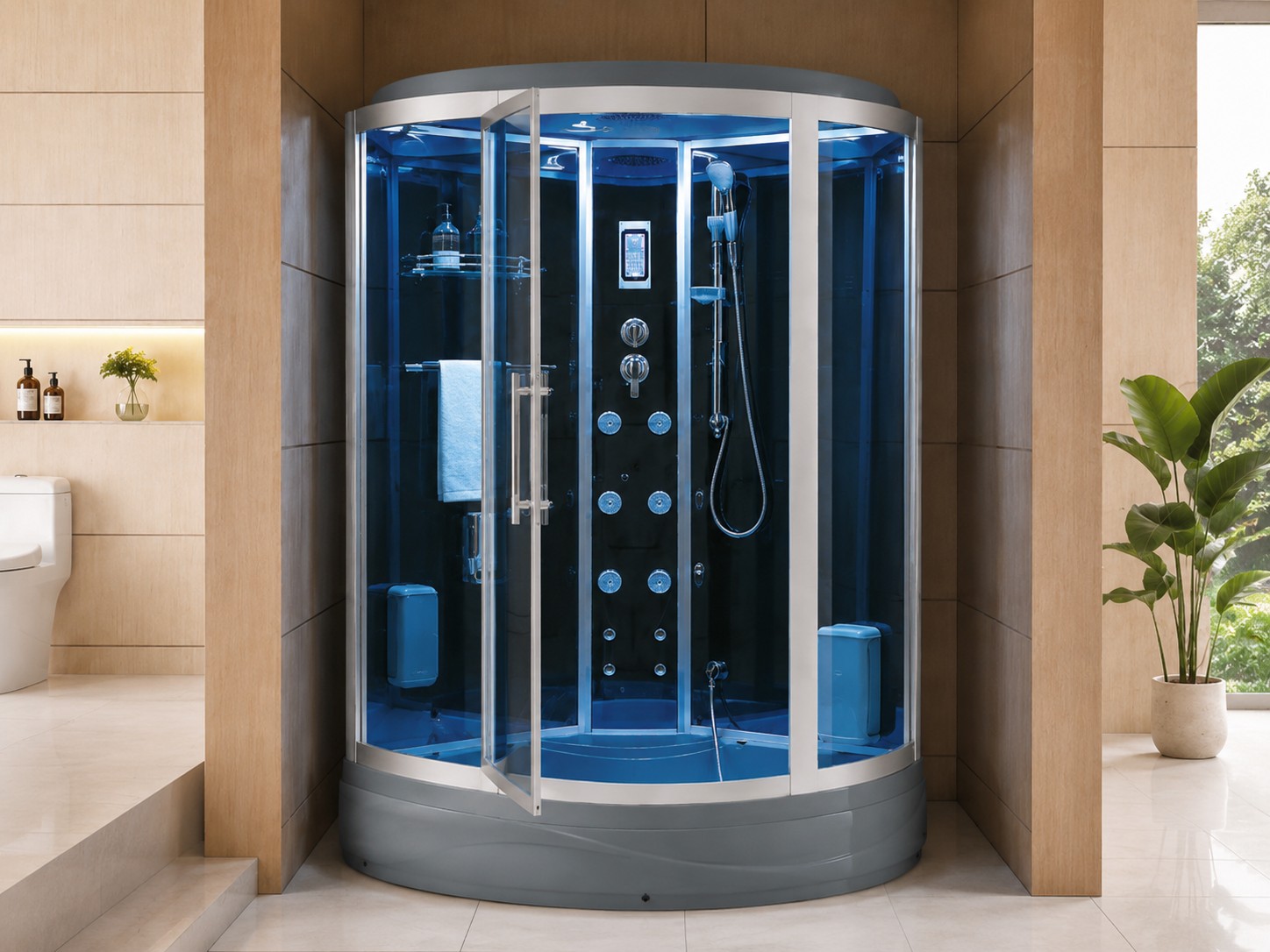 2 Person Wet Sauna Steam Room With Shower Function view 04