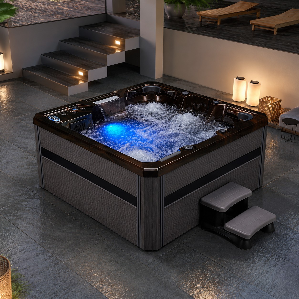 5 People Hot Tub Freestanding Outdoor Spa USA Acrylic Luxury Large Size Bathtub Family Garden Whirlpool