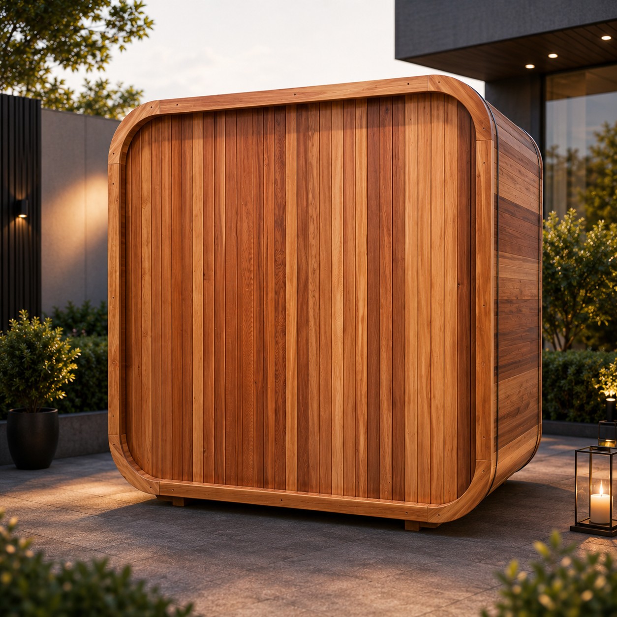 6 People Capacity Harvia Heater Red Cedar Wood Outdoor Cubic Sauna Room view 02