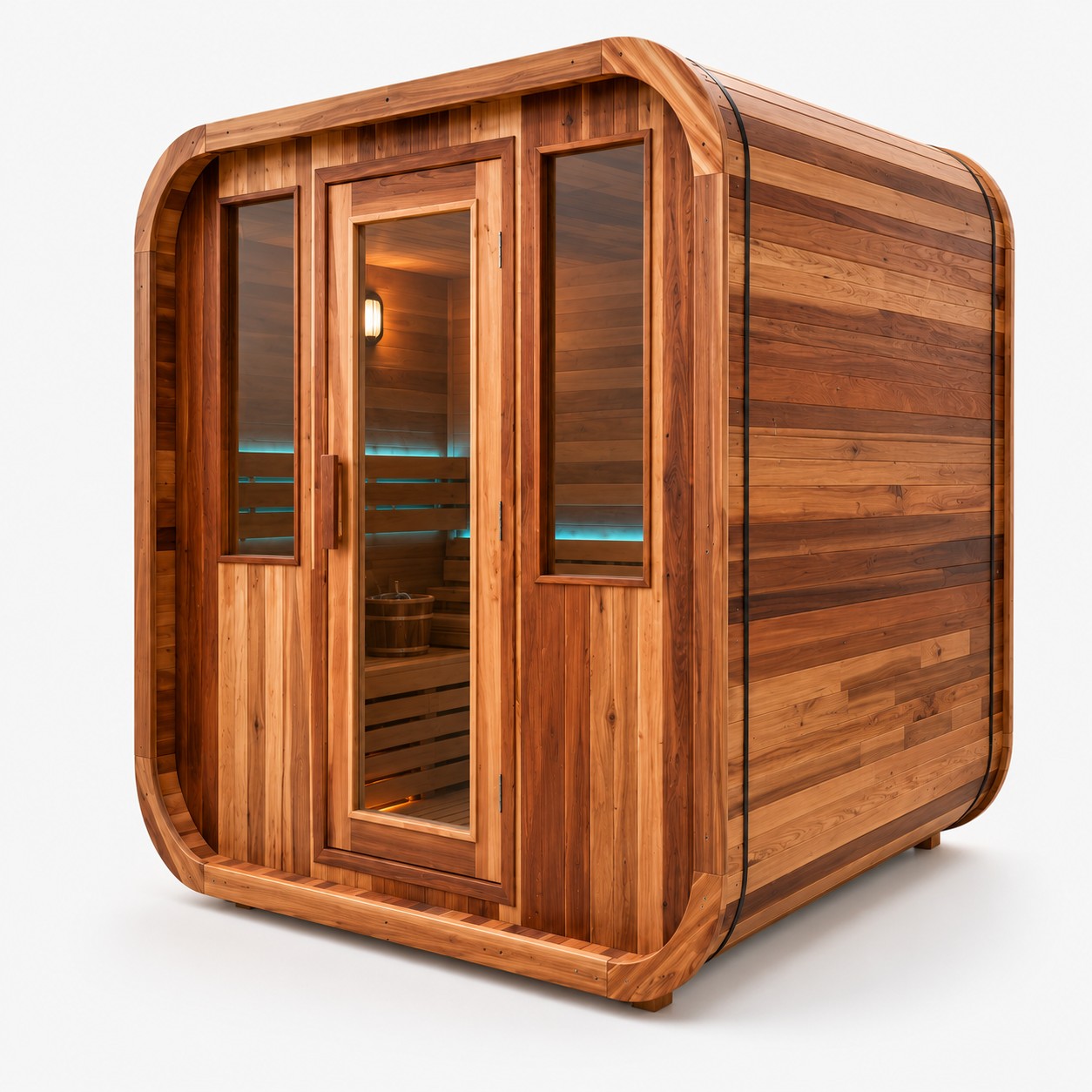6 People Capacity Harvia Heater Red Cedar Wood Outdoor Cubic Sauna Room view 06