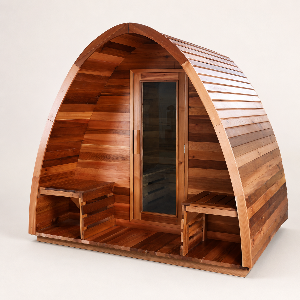 6 Person Outdoor Sauna Room Red Cedar Solid Wood Material Luxury Dry Steam Sauna with Harvia Stove Heater
