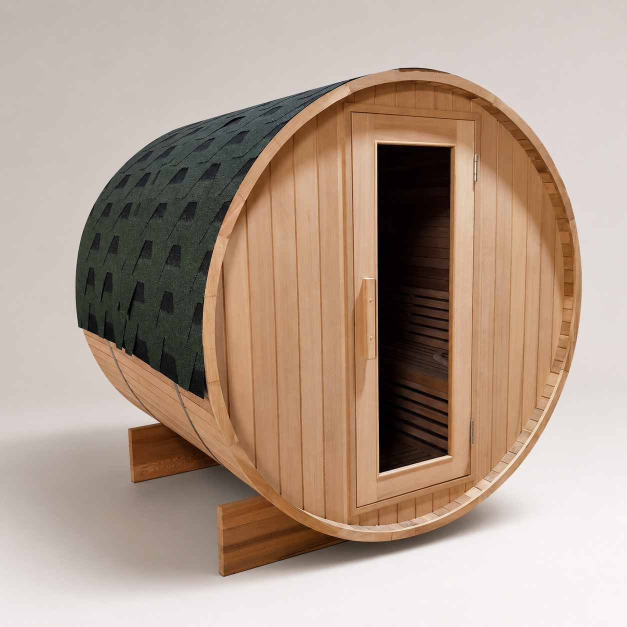 Barrel Sauna Wet Steam Bath and Dry Sauna Combination Room Ozone Steam Shower Cabin with Harvia Sauna Stove