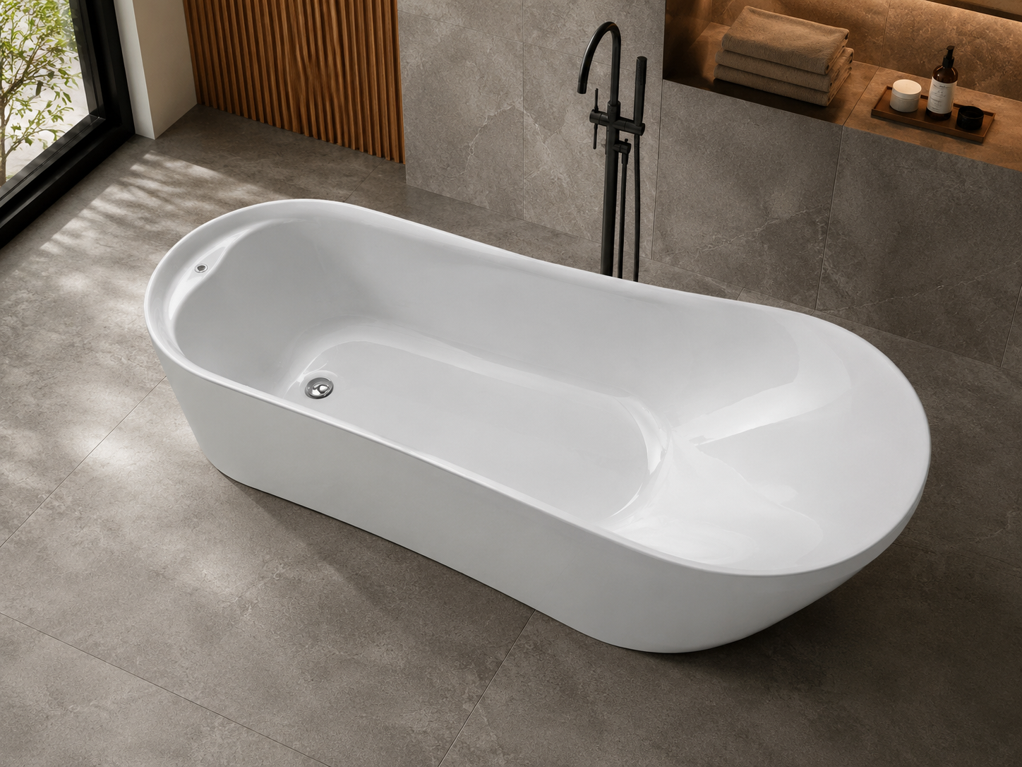 Embedded Acrylic Bathtub with Drain