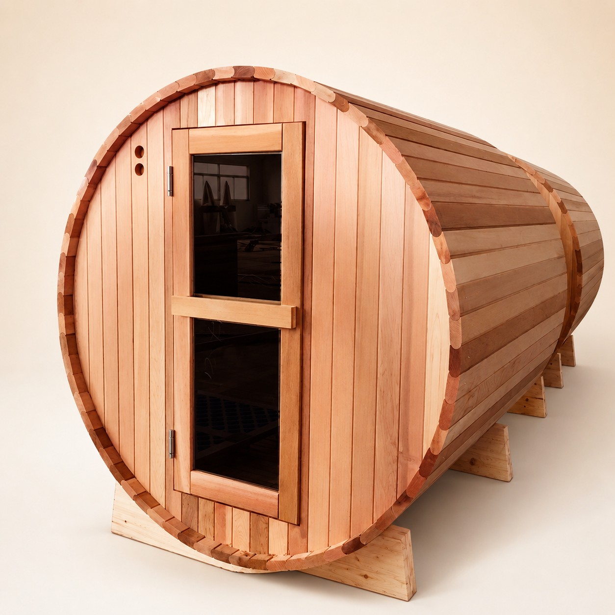 Canada Red Cedar Outdoor Barrel Sauna Room with Harvia Stove Optional Wood Fired Stove Hotel Family Dry Steam