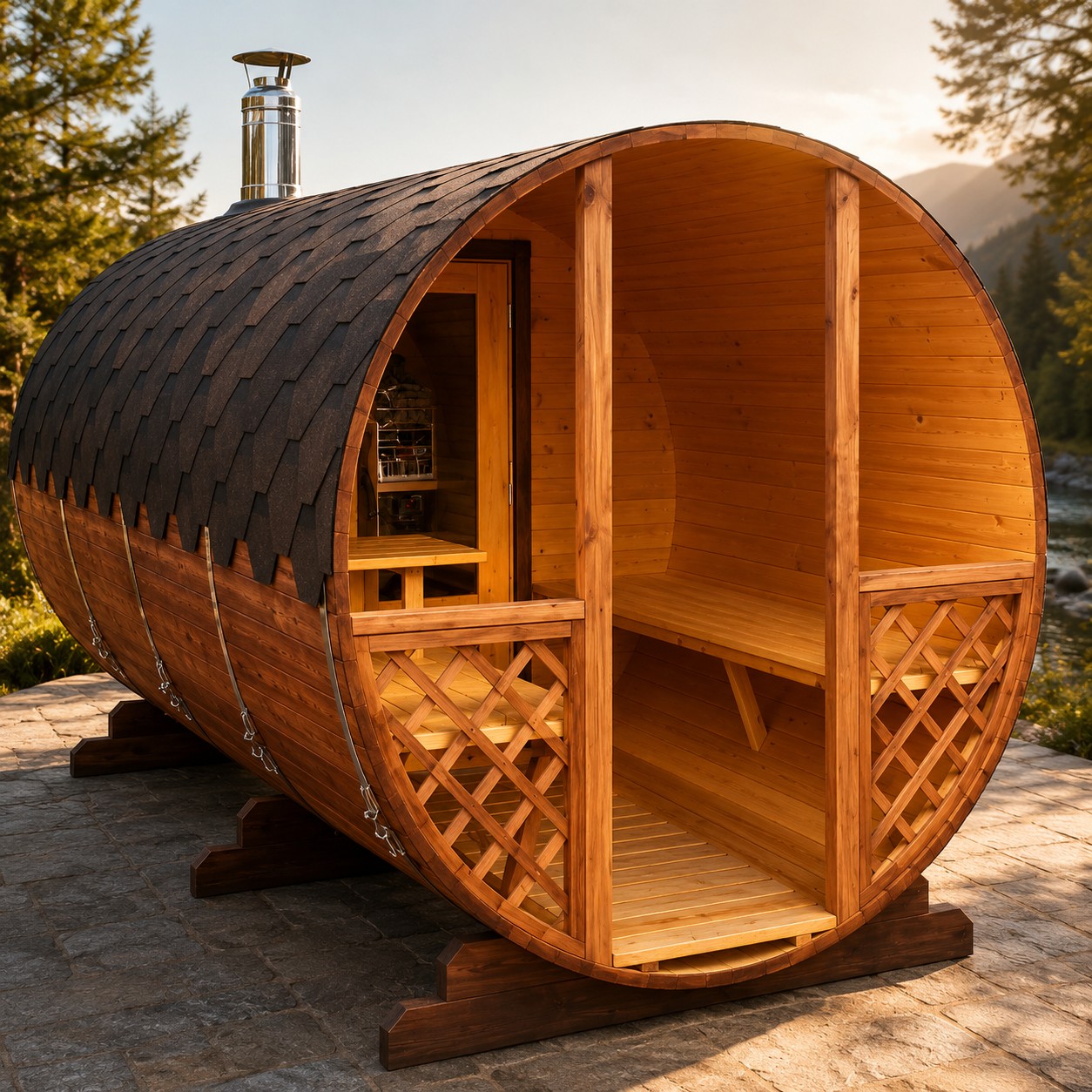 Panoramic Outdoor Barrel Sauna