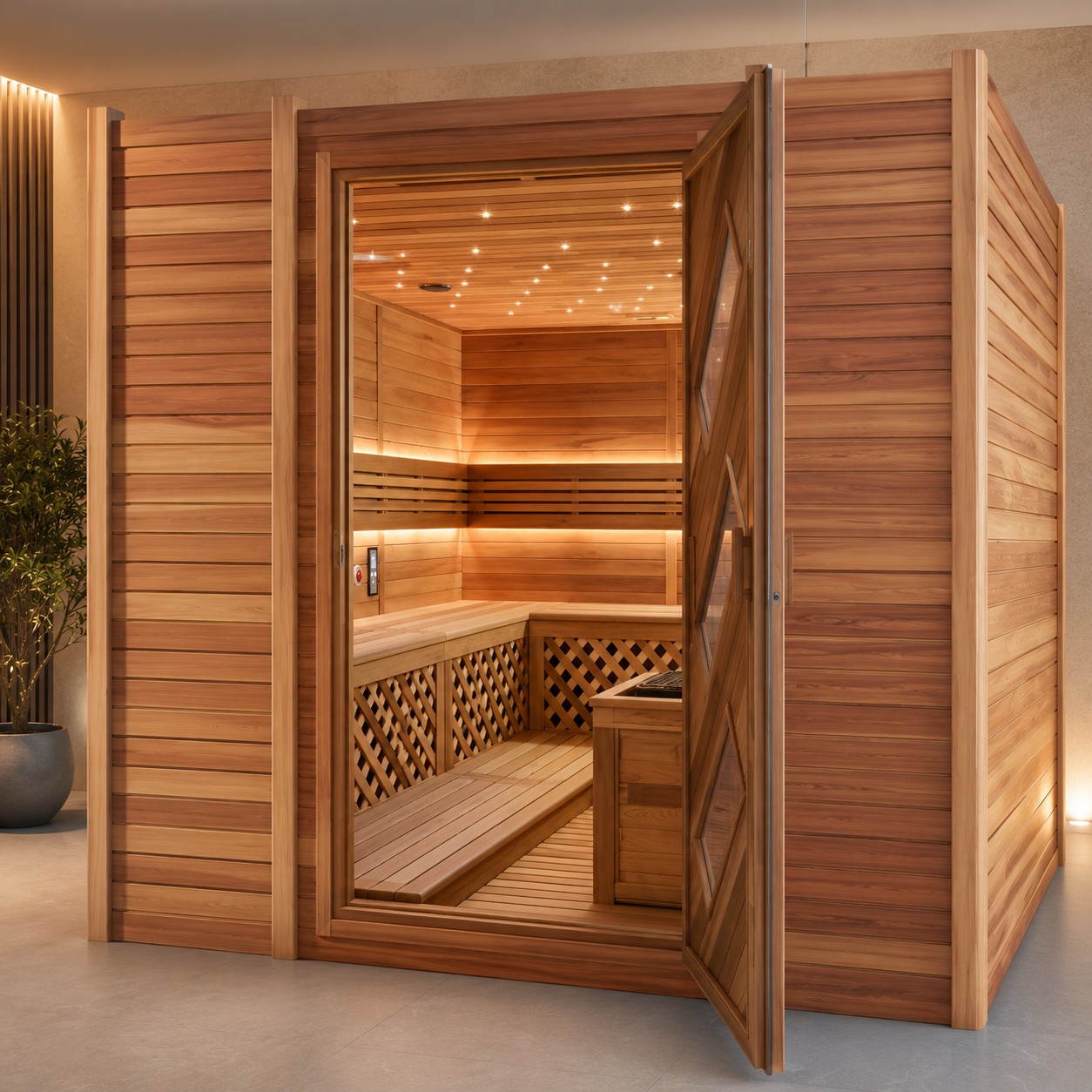 Customization Canadian Cedar Wood Indoor Traditional Sauna Room