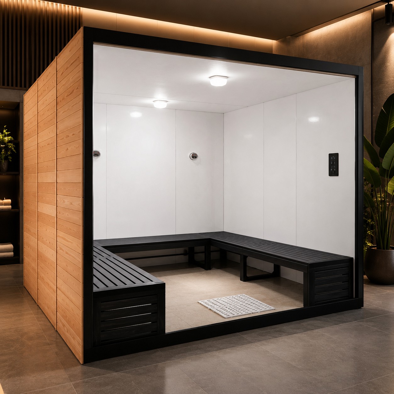 Customization Red Cedar Wood White Acrylic Indoor Outdoor Wet Steam Sauna Room