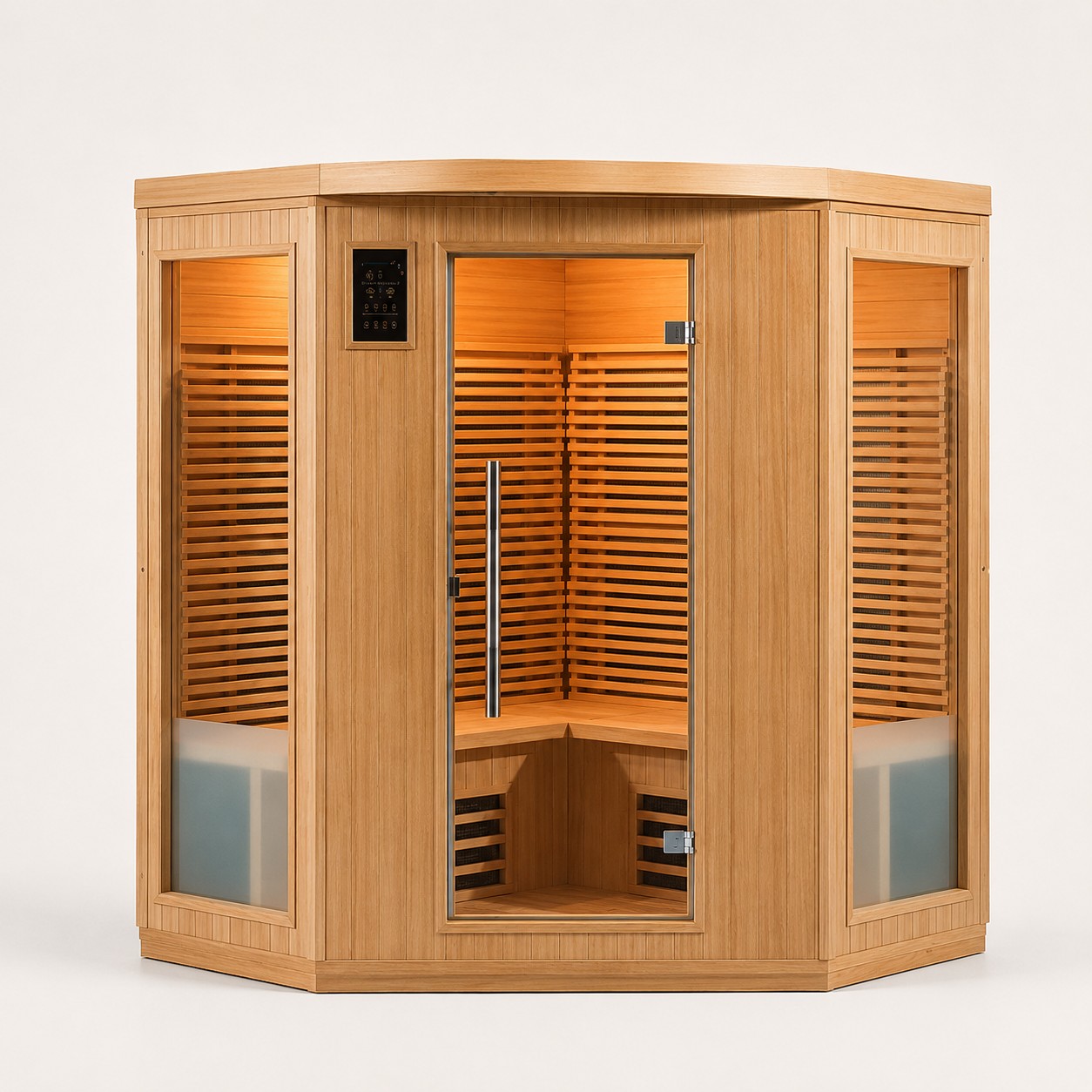 Customized Indoor Corner 4 People Wooden Sauna Room With Far Infrared Heater