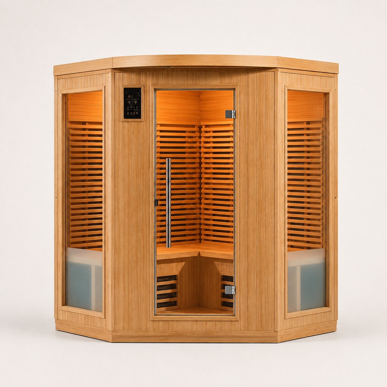Customized Indoor Corner 4 People Wooden Sauna Room With Far Infrared Heater view 02