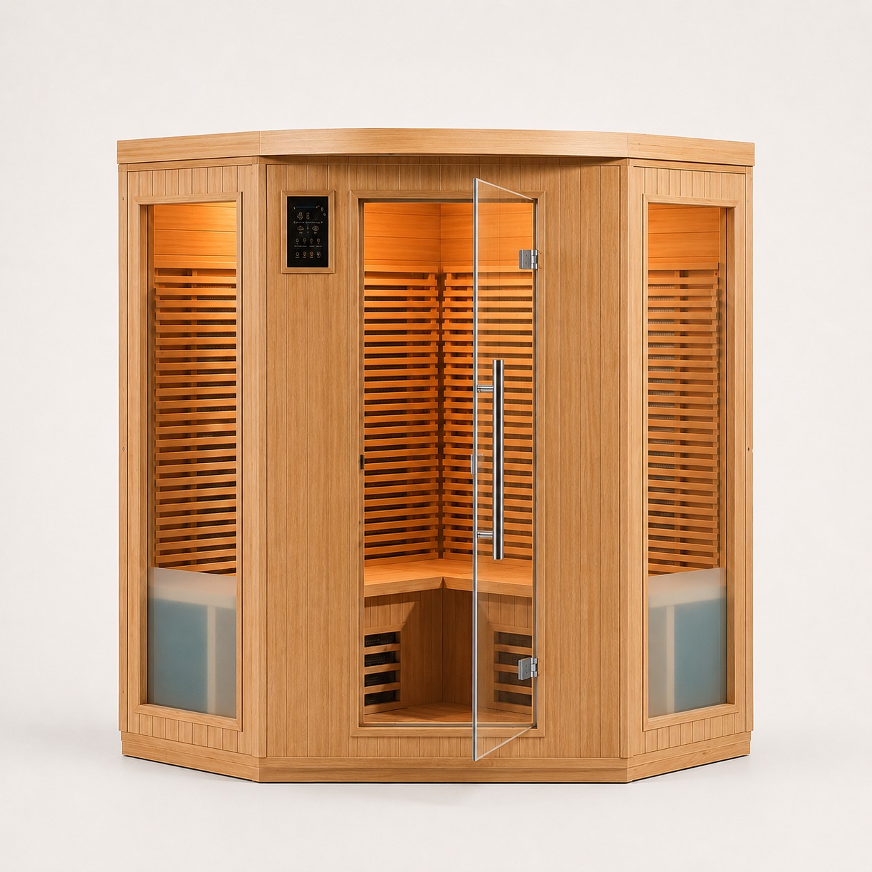 Customized Indoor Corner 4 People Wooden Sauna Room With Far Infrared Heater view 03