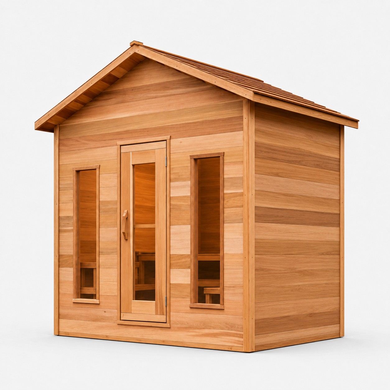 Customized Outdoor Sauna Cabin in Red Cedar Spruce Hemlock view 06