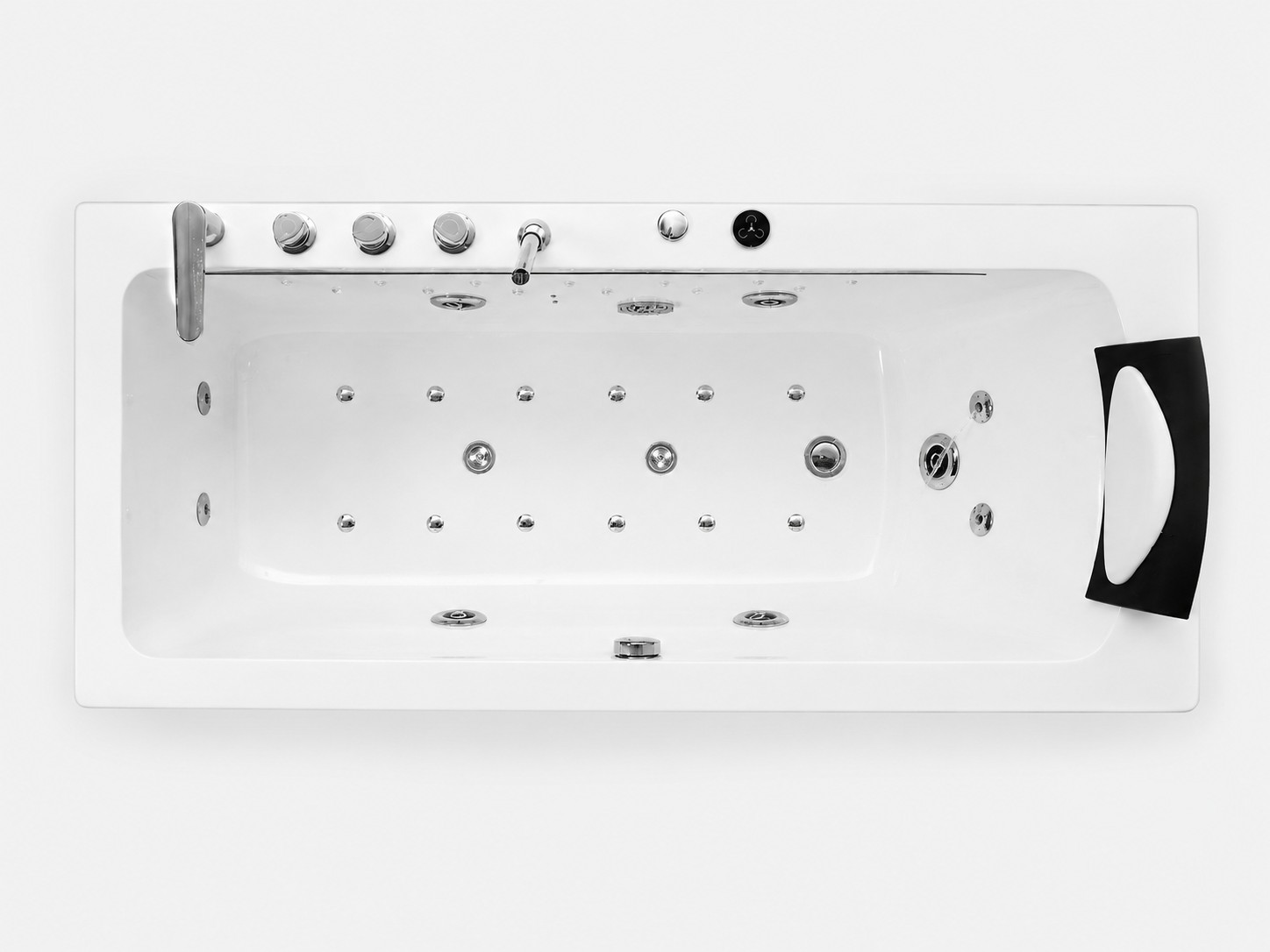 White Acrylic Freestanding Massage Bathtub view 02