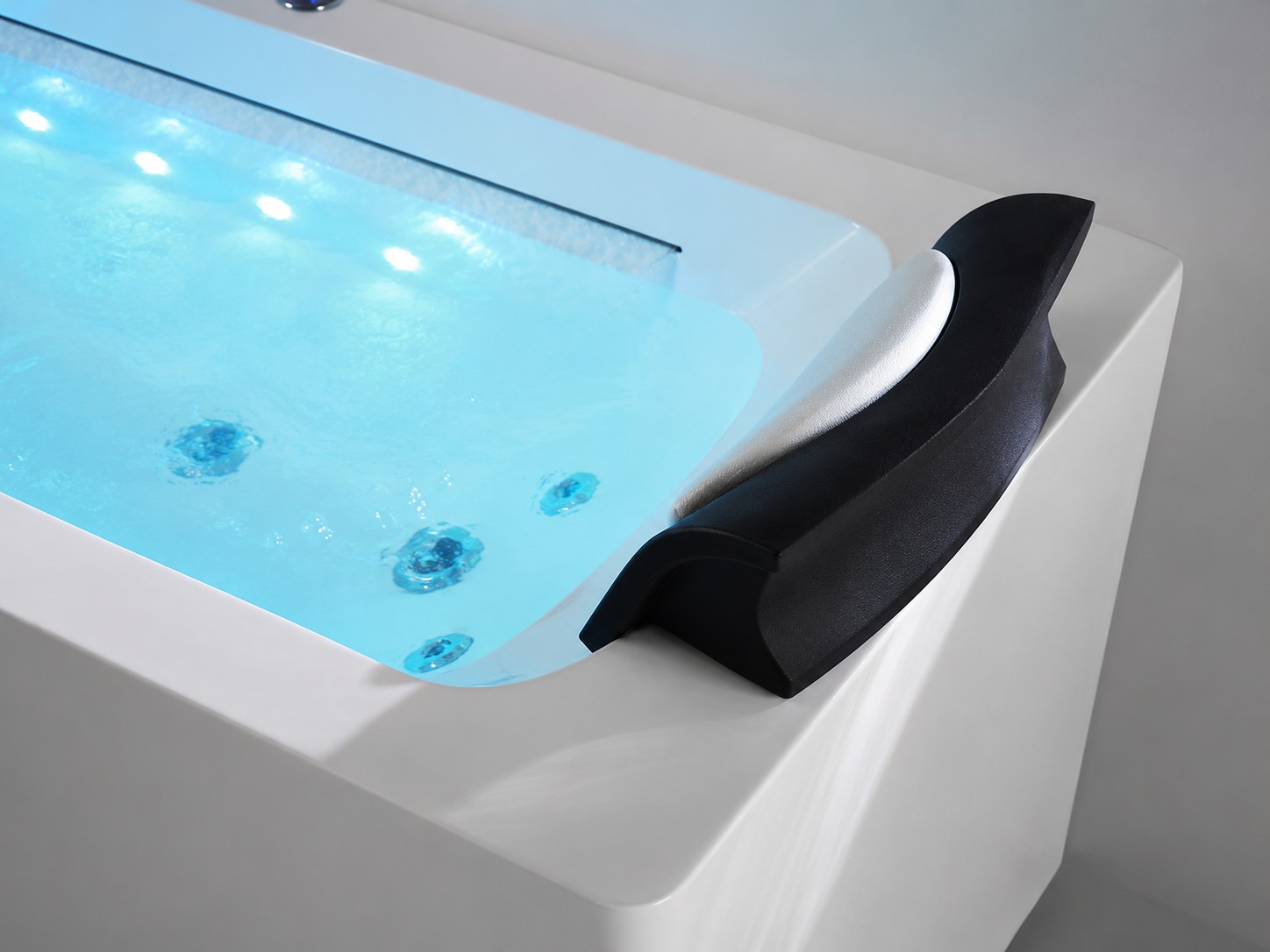 White Acrylic Freestanding Massage Bathtub view 04