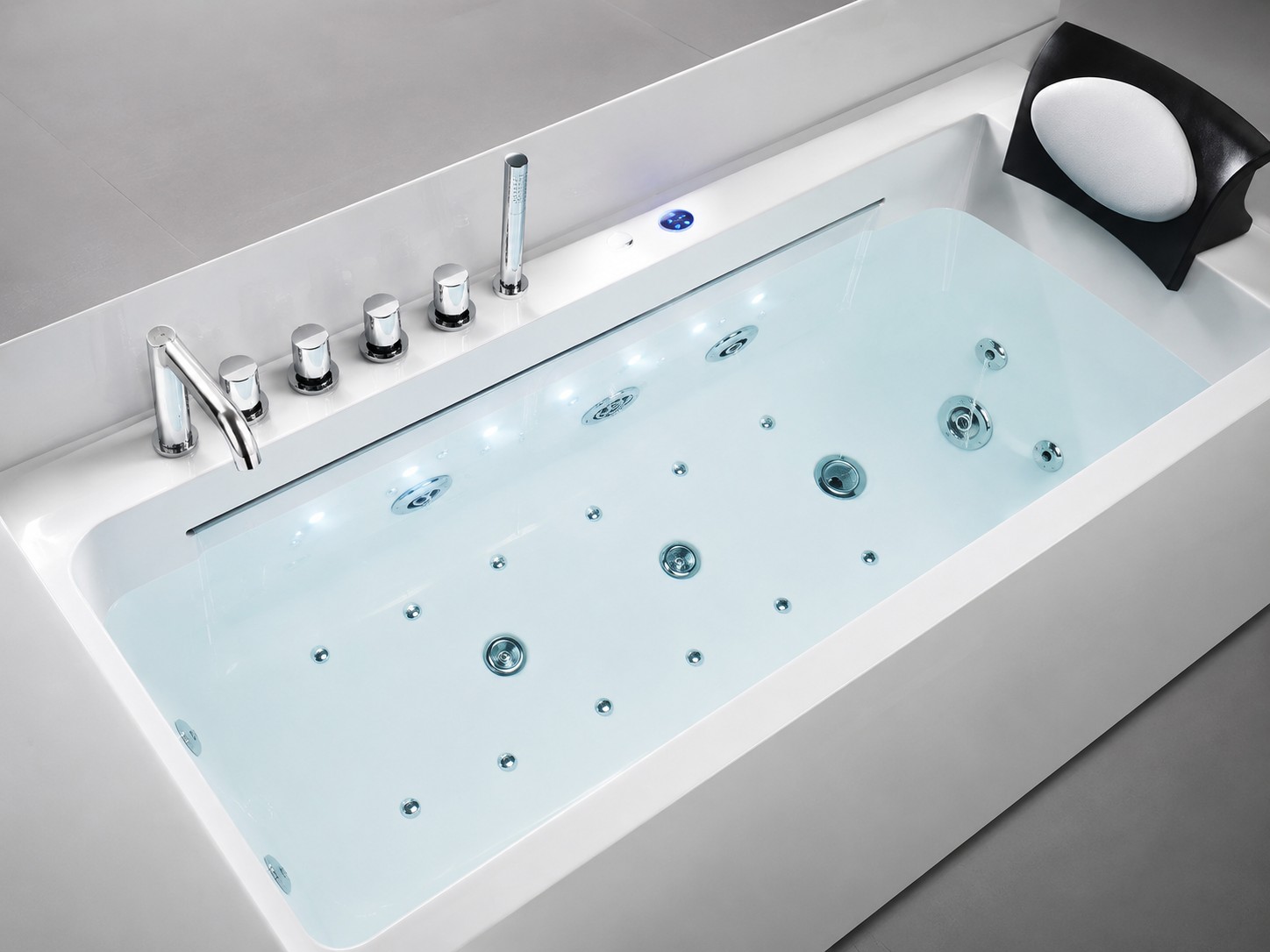 White Acrylic Freestanding Massage Bathtub view 06