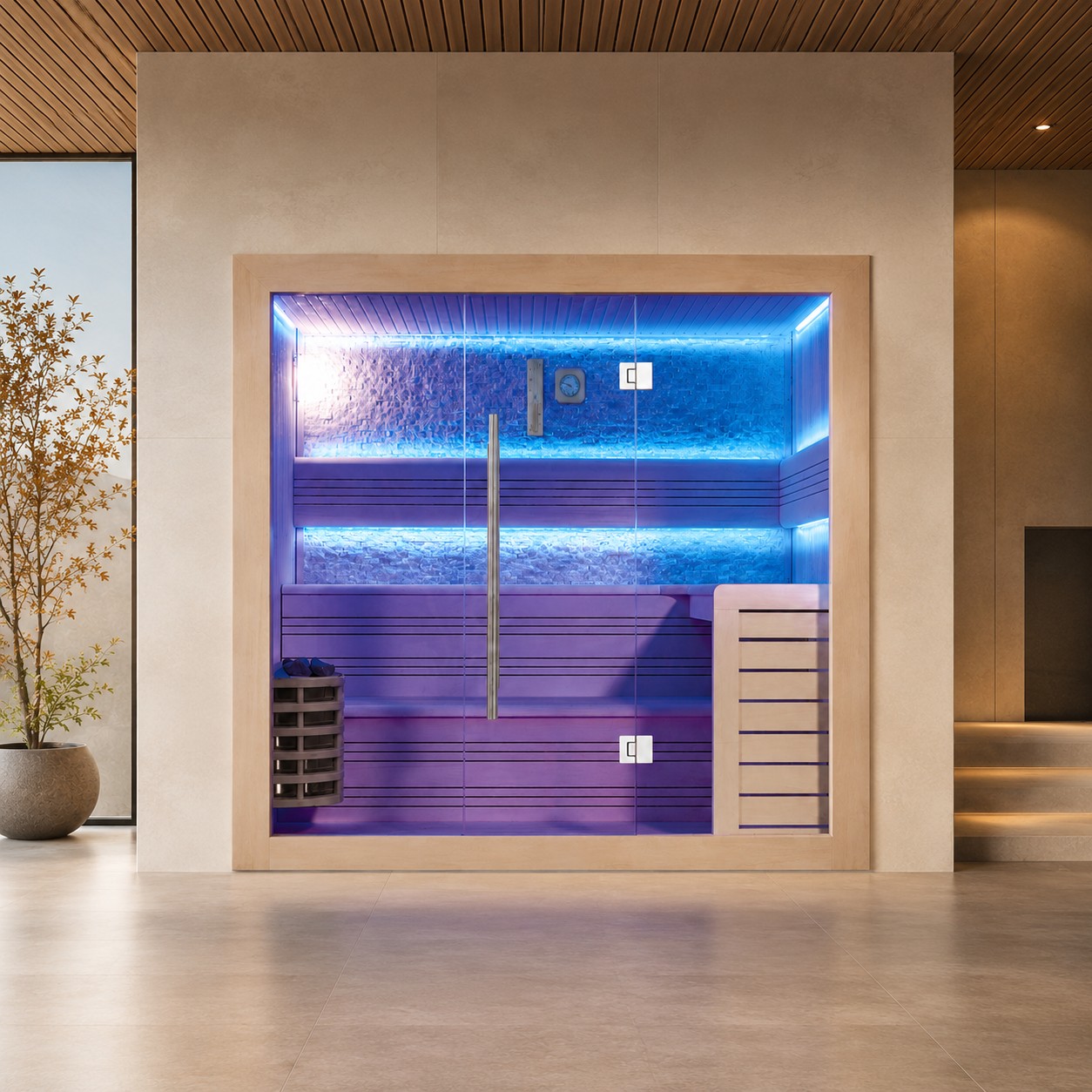 Custom Wood Indoor Sauna Room view 02