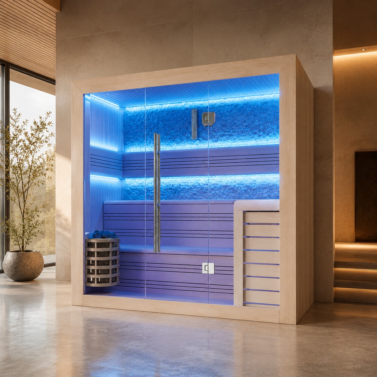 Custom Wood Indoor Sauna Room view 03