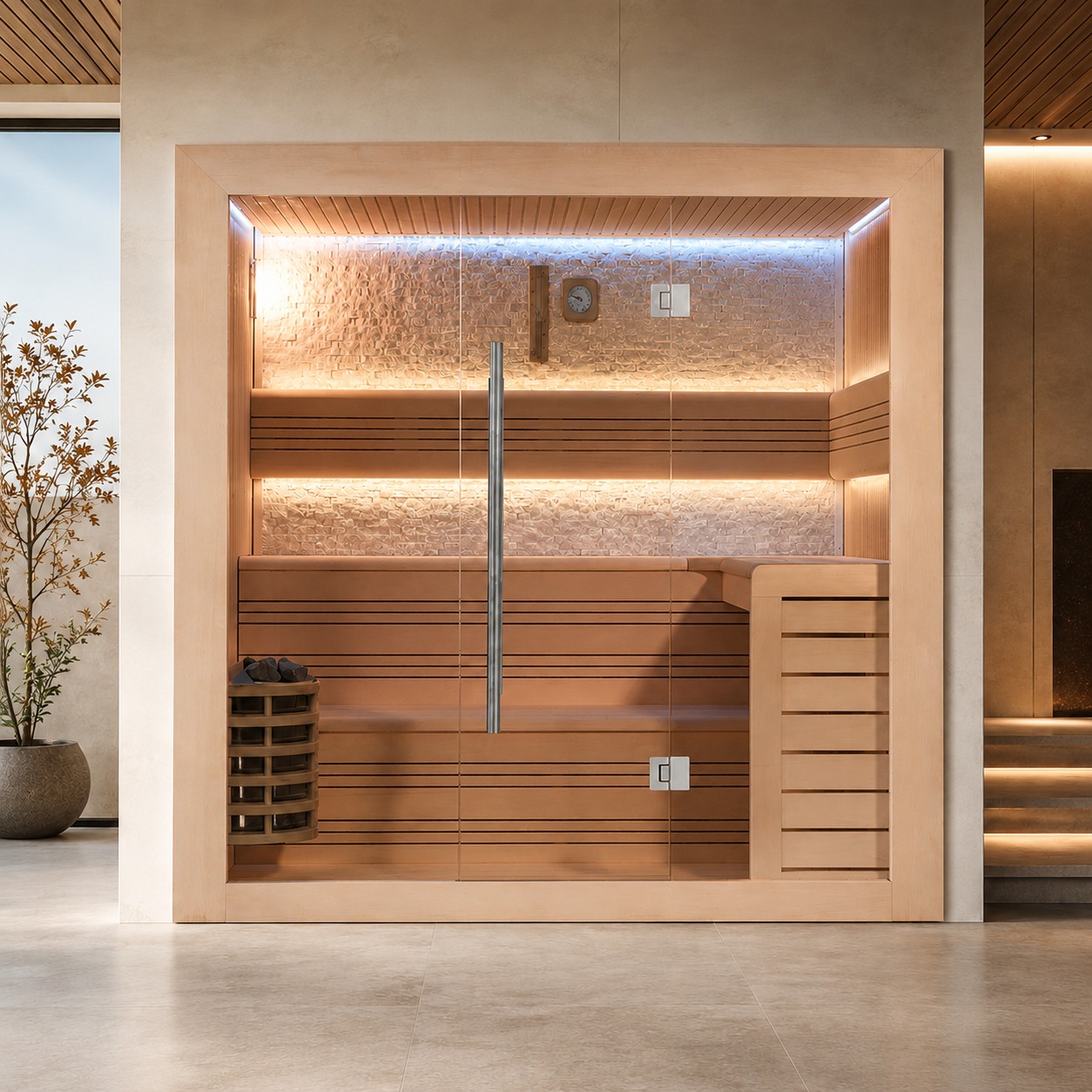 Custom Wood Indoor Sauna Room view 04