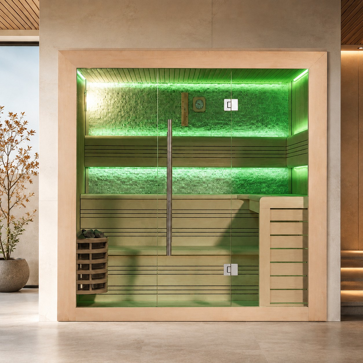 Custom Wood Indoor Sauna Room view 05