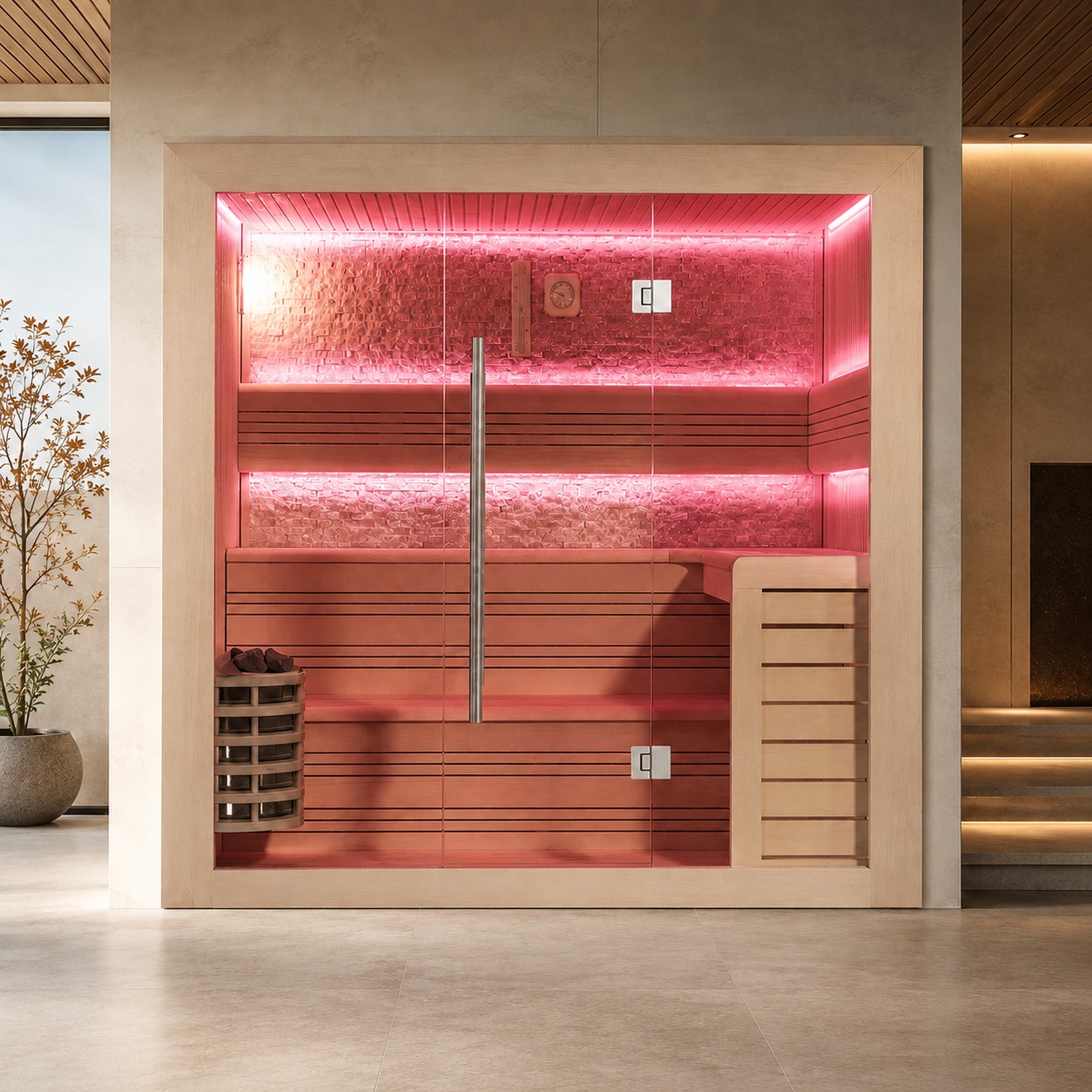 Custom Wood Indoor Sauna Room view 06