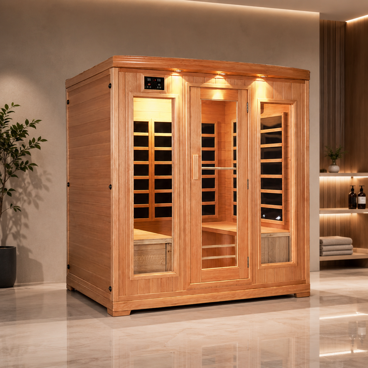4 People Cedar Wood Far Infrared Therapy Sauna Cabin Room House Dry Steam Sauna