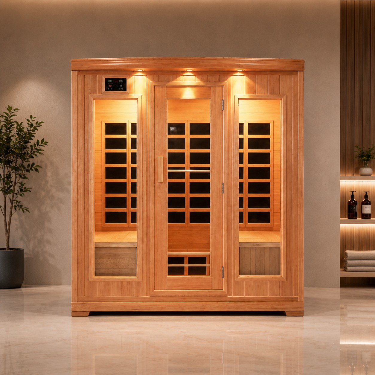 4 People Cedar Wood Far Infrared Therapy Sauna Cabin Room House Dry Steam Sauna view 03