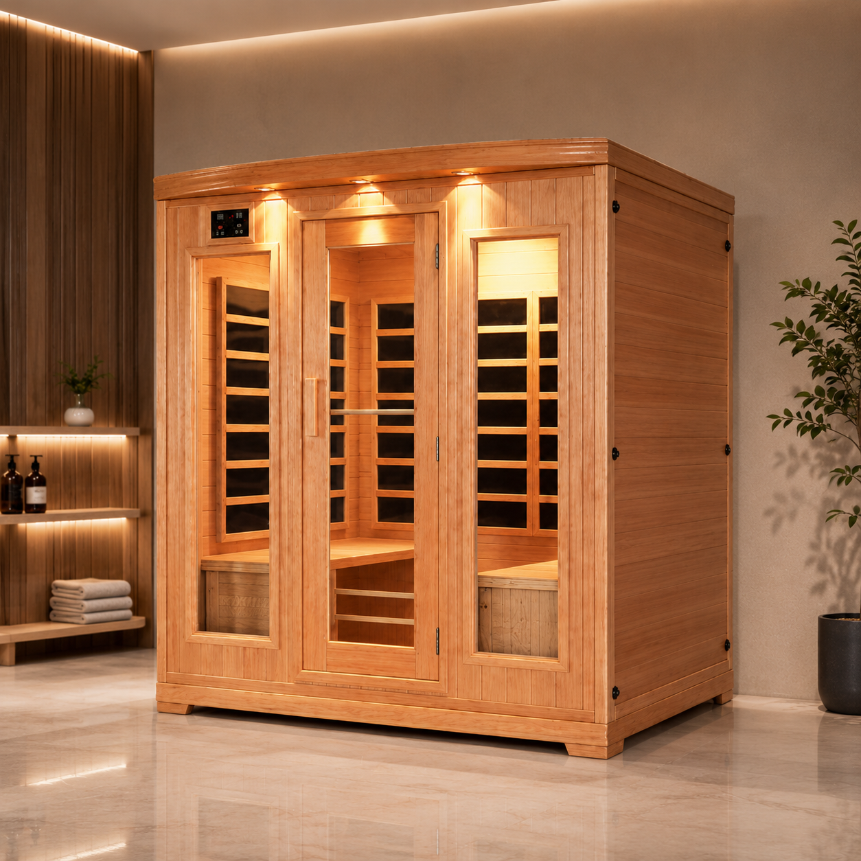 4 People Cedar Wood Far Infrared Therapy Sauna Cabin Room House Dry Steam Sauna view 04