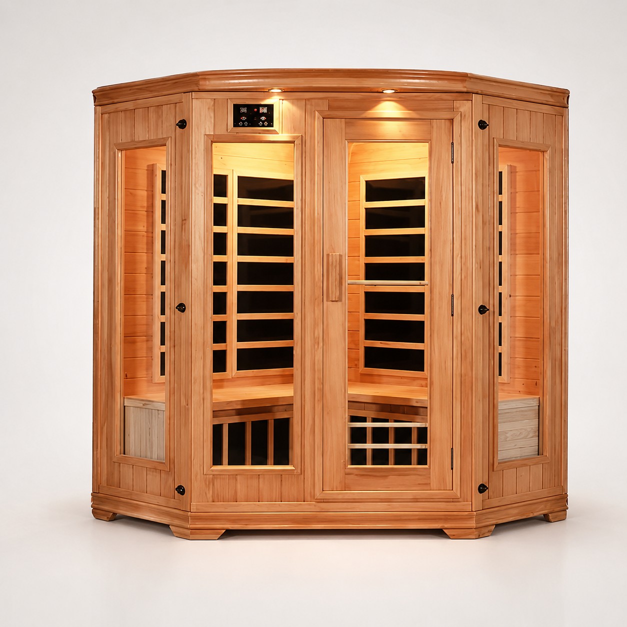 Hemlock Solid Wood Traditional Outdoor Sauna Room Family Hotel 4 People Dry Steam Sauna