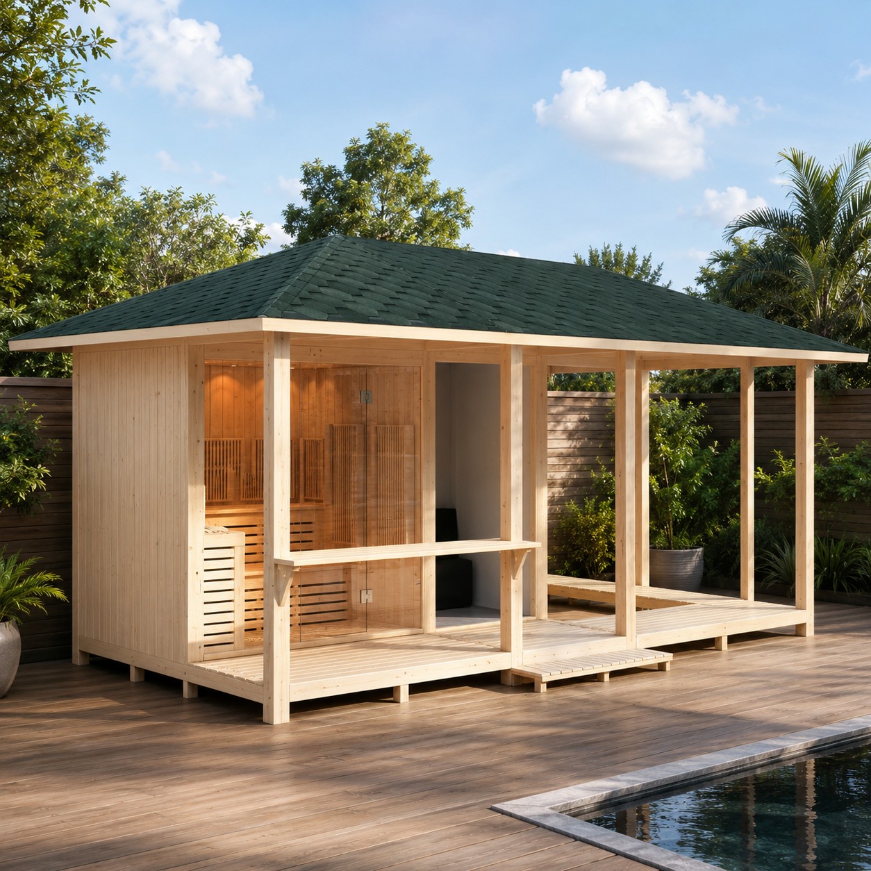 Home Hotel Shower Room Washroom 4 Person Outdoor Wooden Gazebo Spa Tubs & Sauna Rooms