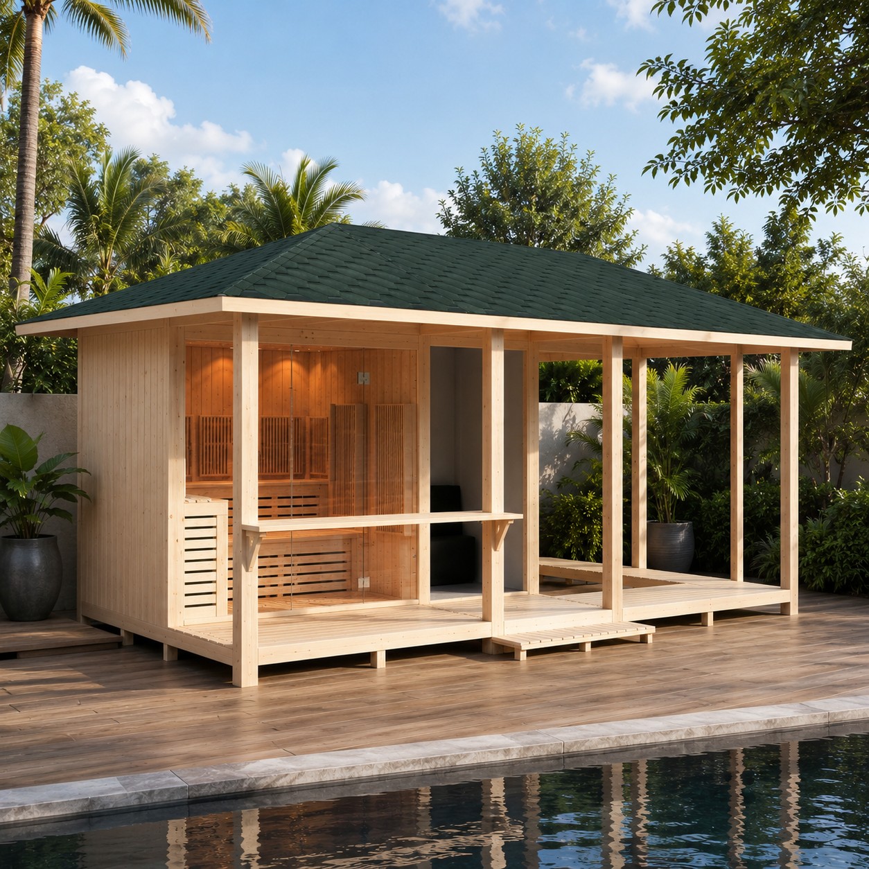 Home Hotel Shower Room Washroom 4 Person Outdoor Wooden Gazebo Spa Tubs & Sauna Rooms view 02