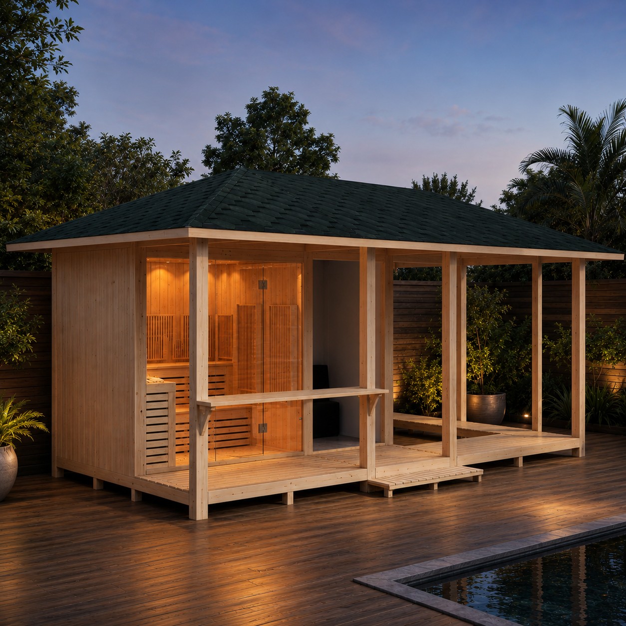 Home Hotel Shower Room Washroom 4 Person Outdoor Wooden Gazebo Spa Tubs & Sauna Rooms view 06