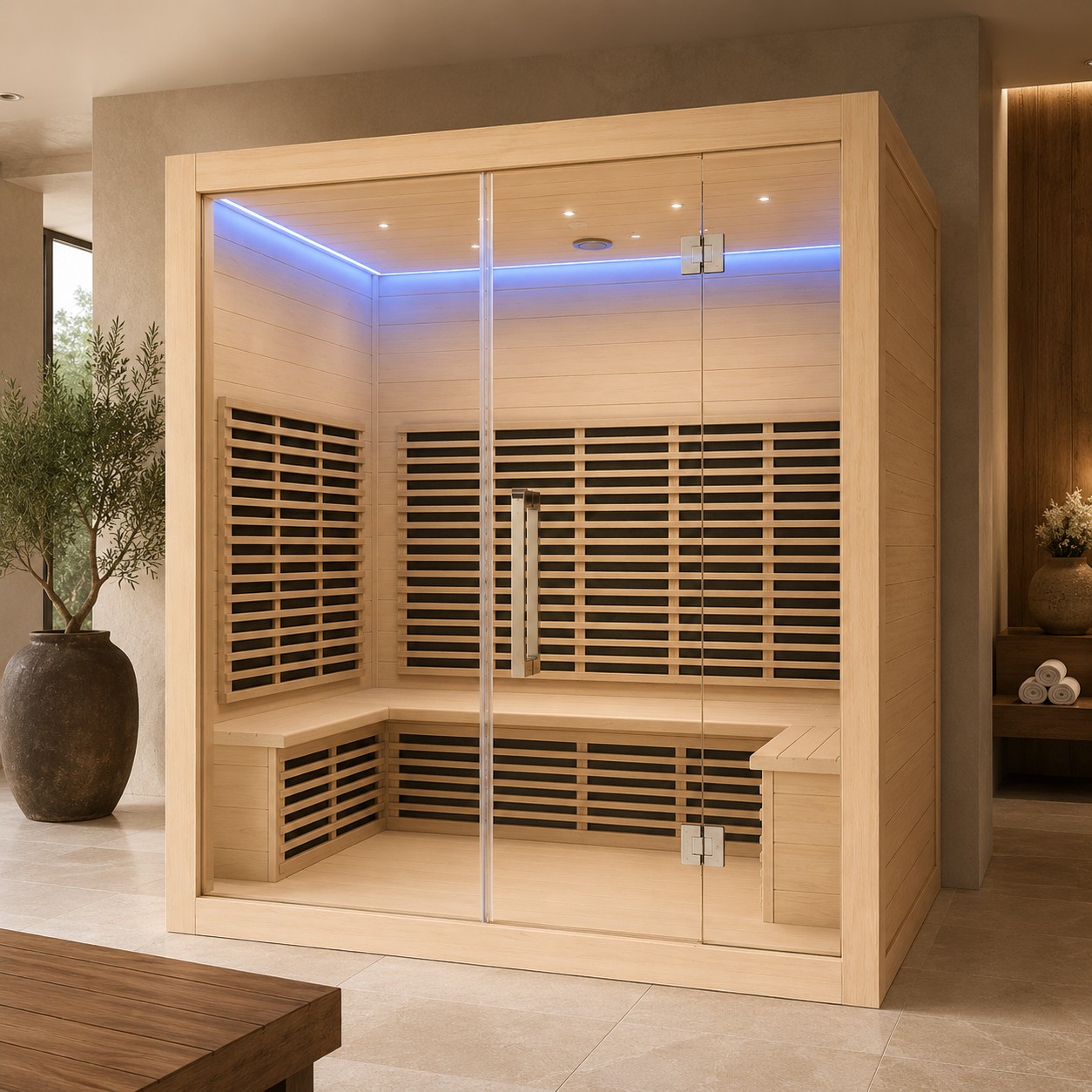Hotel Villa Deluxe Sauna and Steam Combined Room Sauna Wooden 4 Person Dry Sauna Room view 02