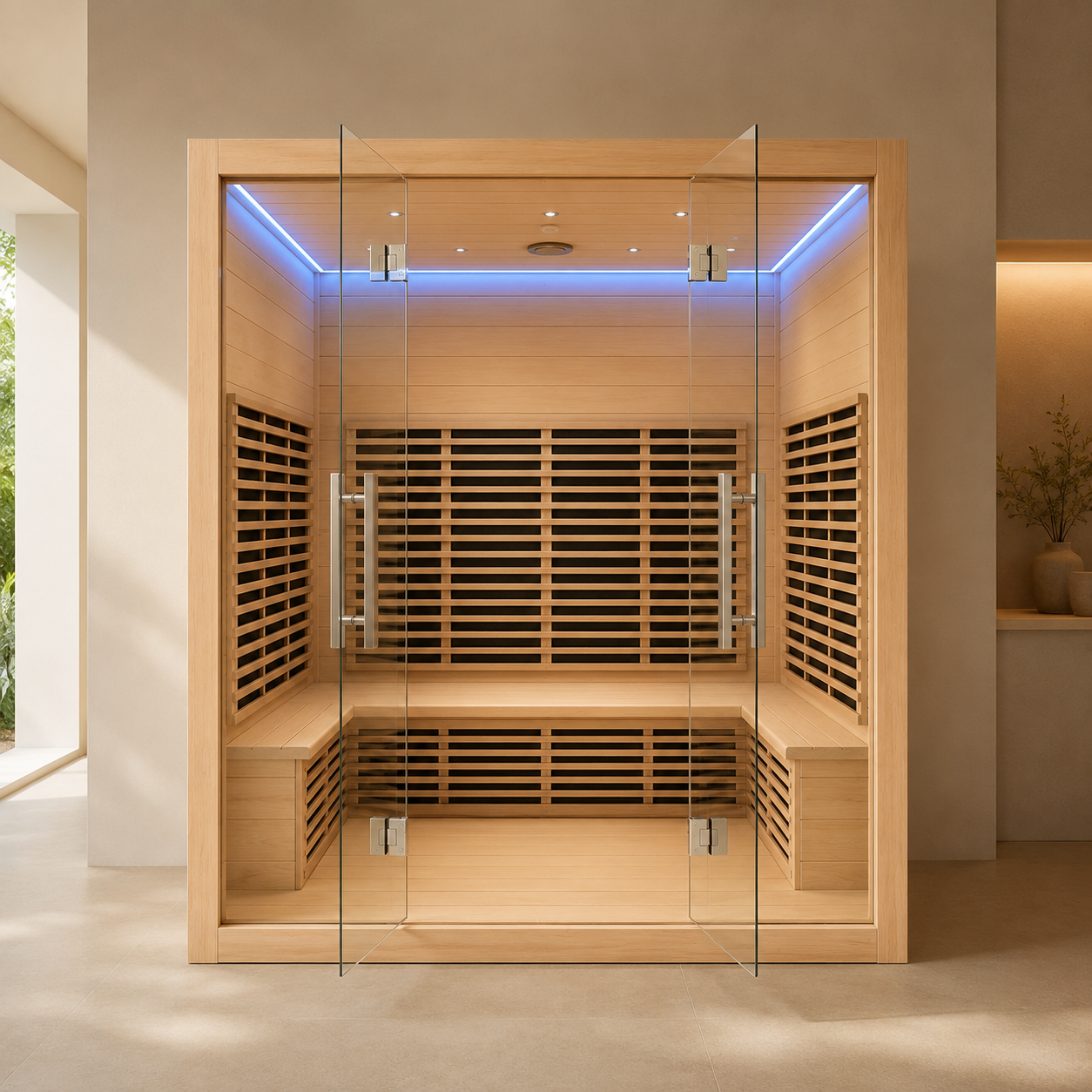 Hotel Villa Deluxe Sauna and Steam Combined Room Sauna Wooden 4 Person Dry Sauna Room view 06