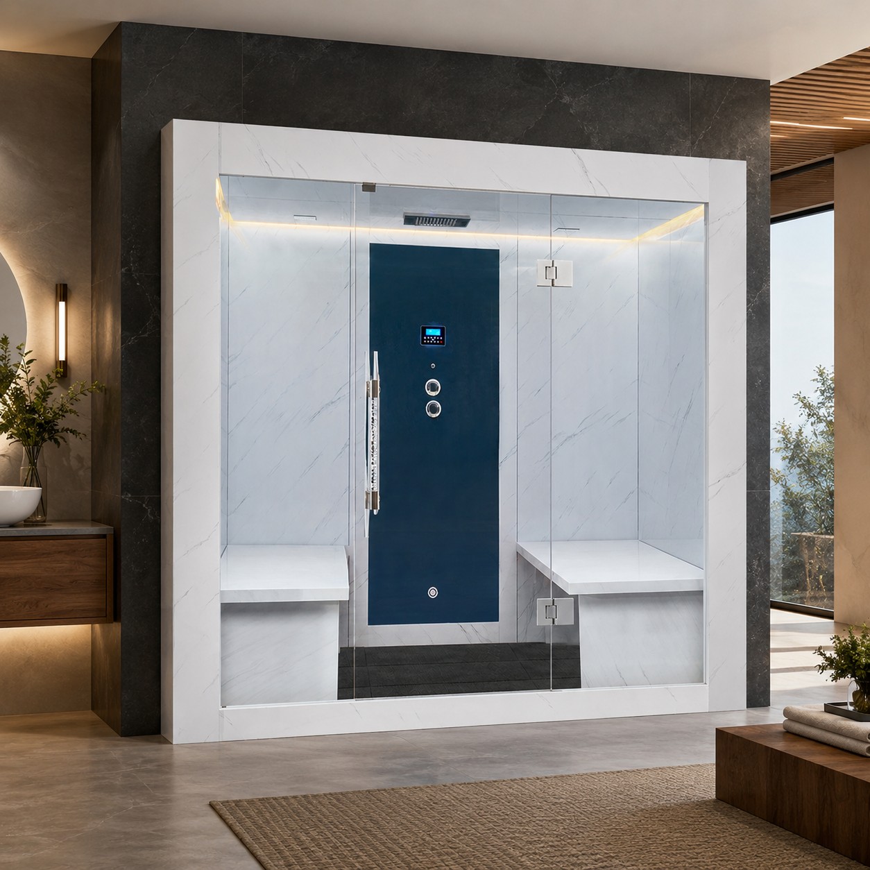 HS-SR1388 Modern Combined Room Steam Shower Cabin Sauna view 02