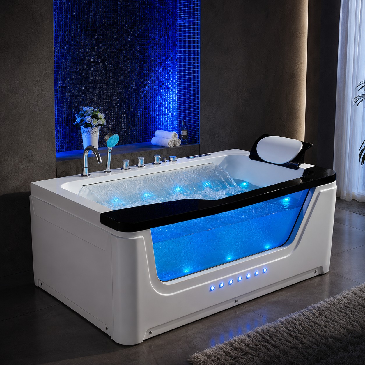 Indoor Acrylic Whirlpool Massage Spa Hot Tubs Freestanding 1 People Bath Tub