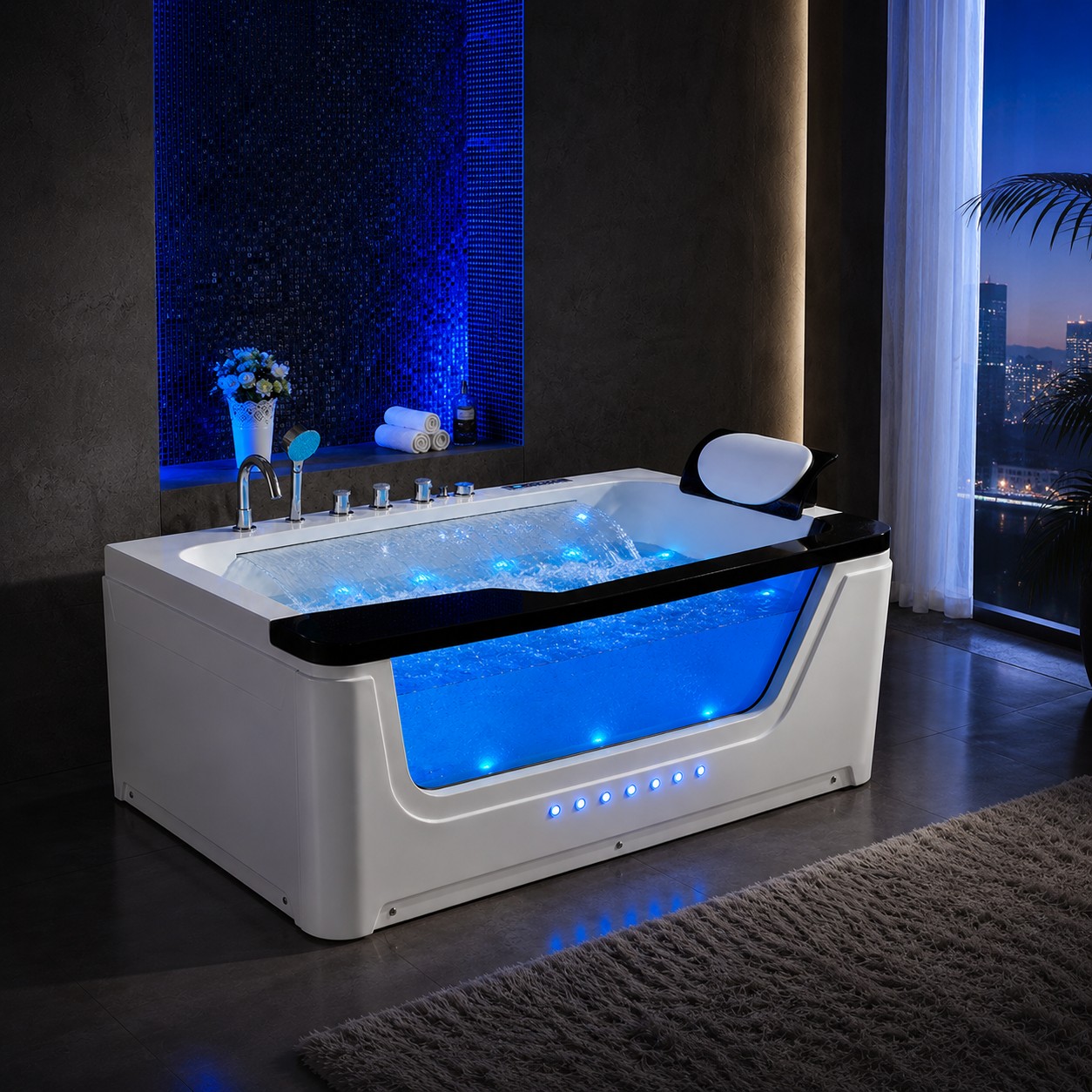 Indoor Acrylic Whirlpool Massage Spa Hot Tubs Freestanding 1 People Bath Tub view 02