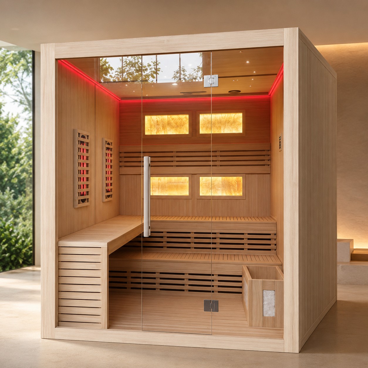 Indoor Big Bathroom Far Infrared Sauna Room Bath Dry Sauna Rooms Solid Wood Sauna Room