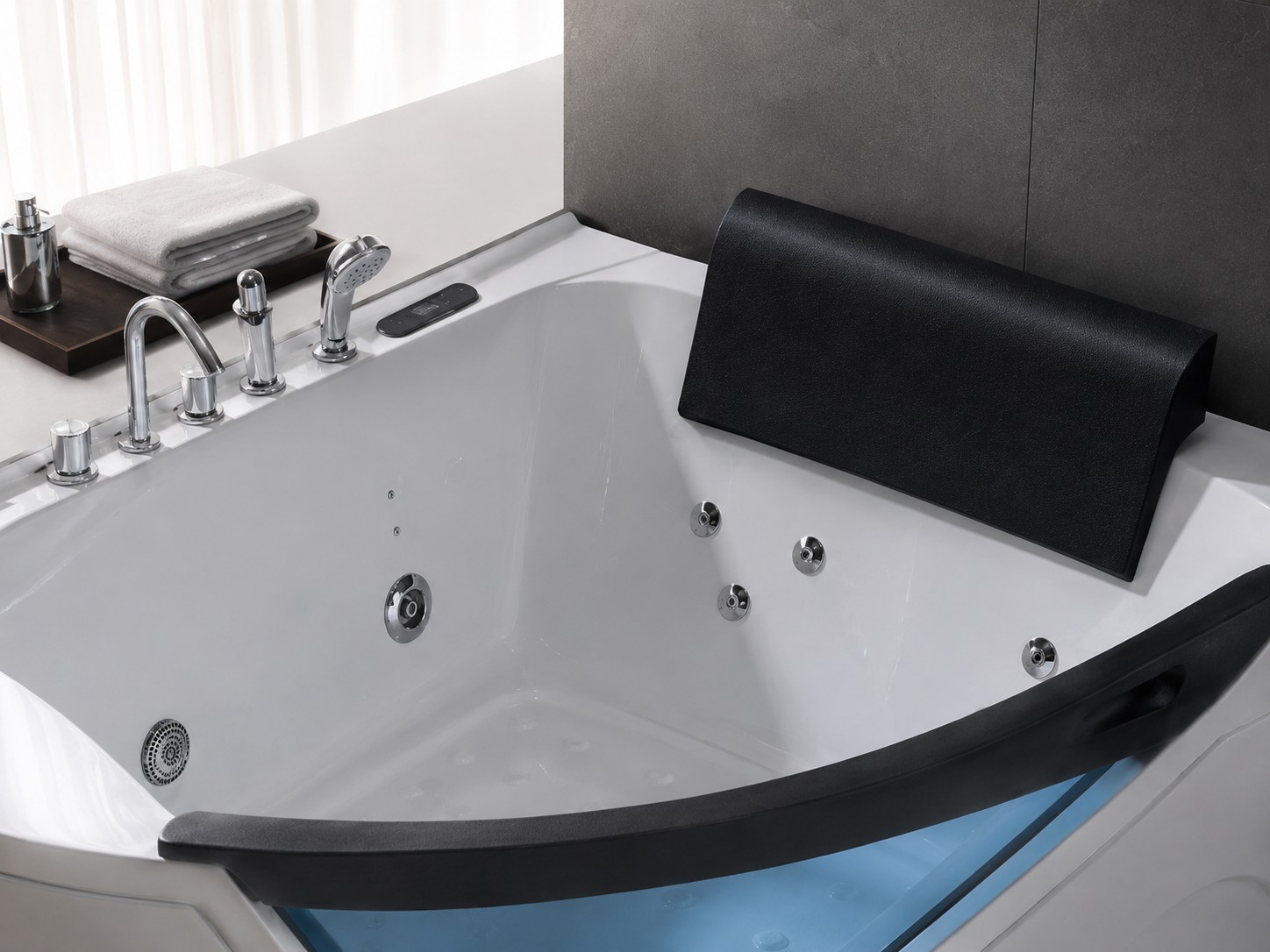 Indoor Whirlpool Bathtub Massage 1 Person Indoor Whirlpool Hot Tub Corner Acrylic Bath Tub view 04