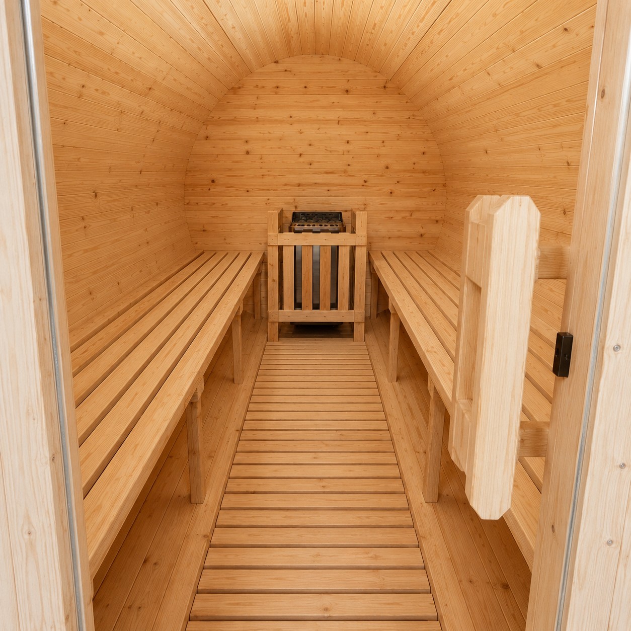 Large Diameter 2 Person Panoramic Barrel Sauna Japan Style Wood view 04