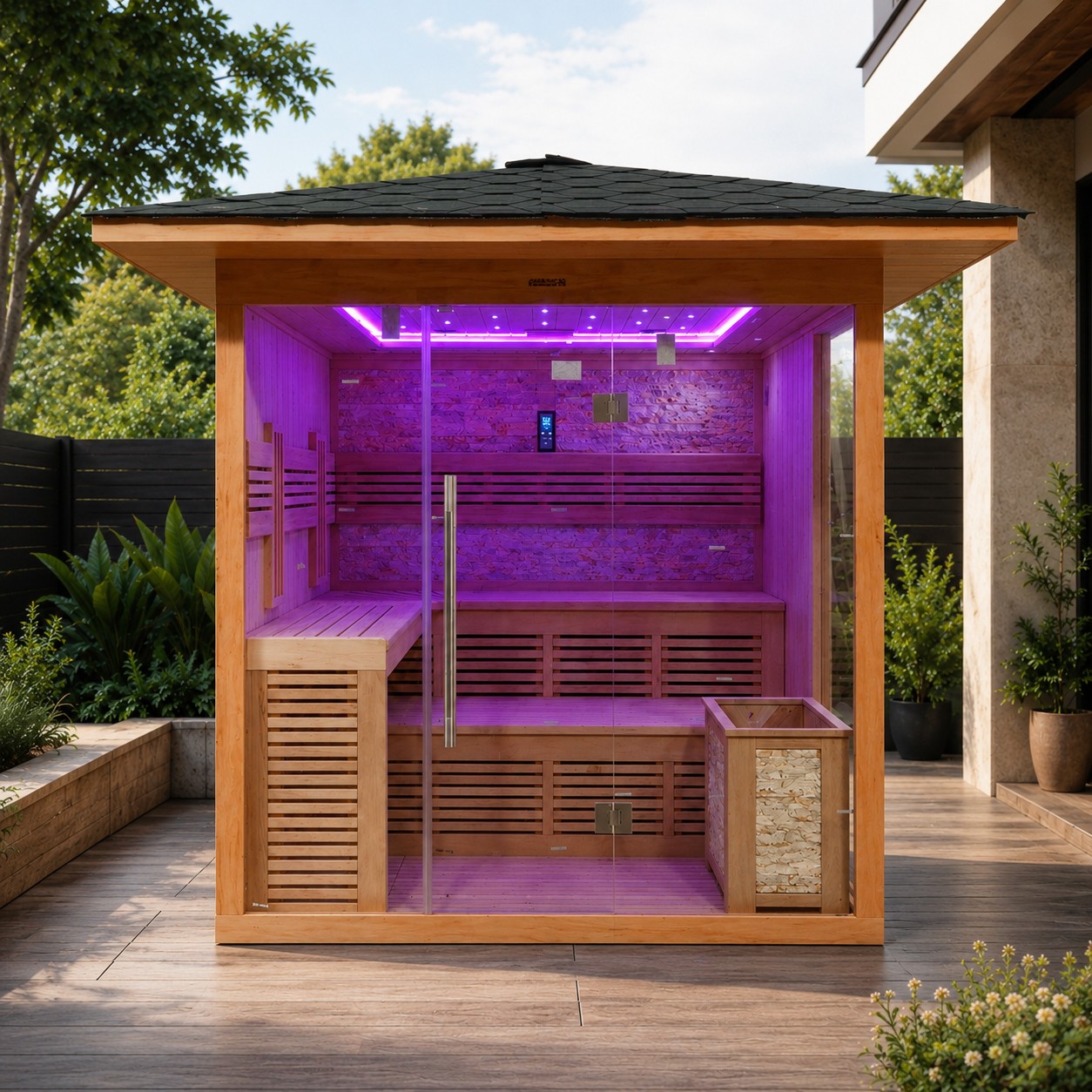 Large Size Modern Sauna Rooms Weight Loss Solid Wood Red Cedar Traditional Outdoor Sauna view 02