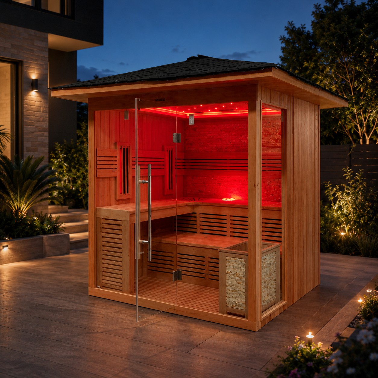 Large Size Modern Sauna Rooms Weight Loss Solid Wood Red Cedar Traditional Outdoor Sauna view 05
