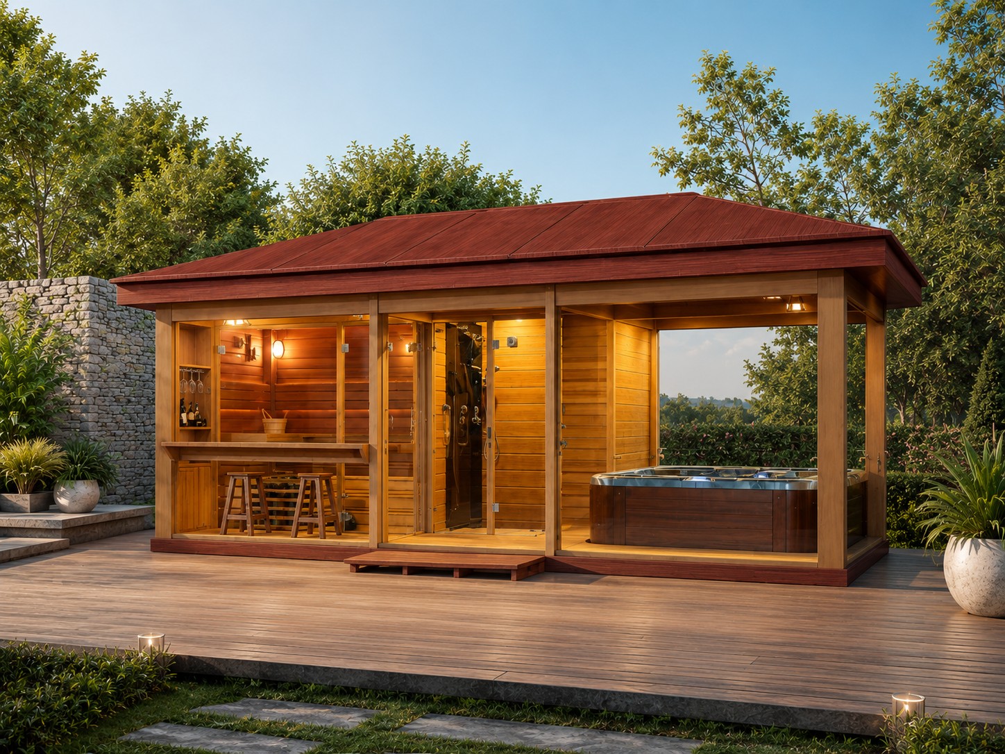 LT09 House Outdoor Wooden Gazebo for Swim Spa view 02