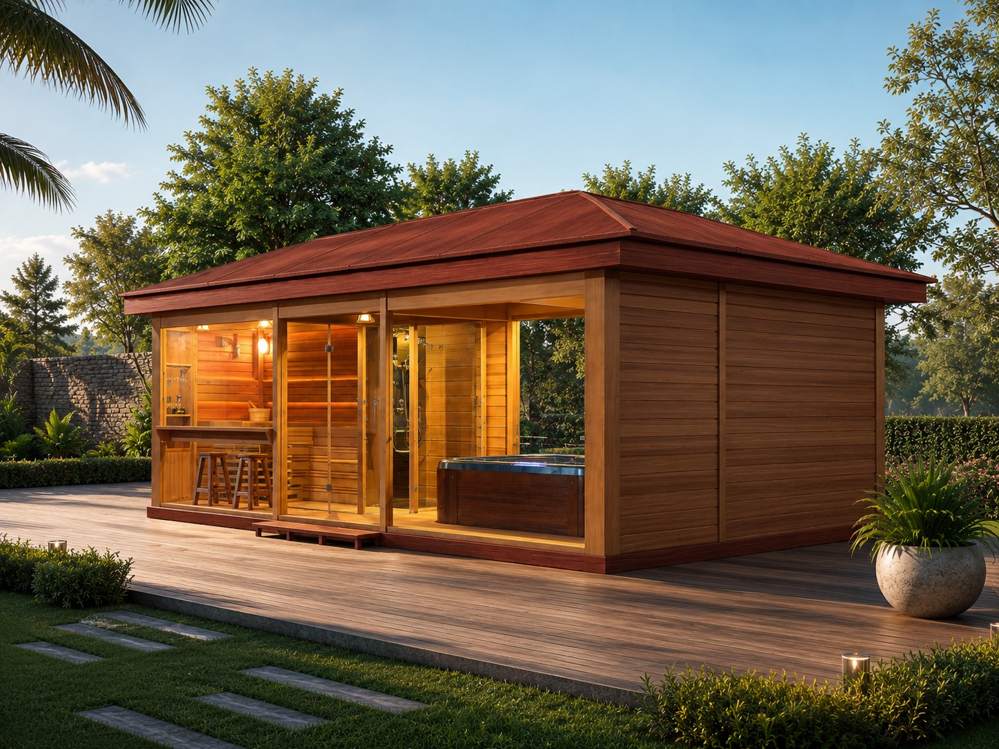 LT09 House Outdoor Wooden Gazebo for Swim Spa view 03